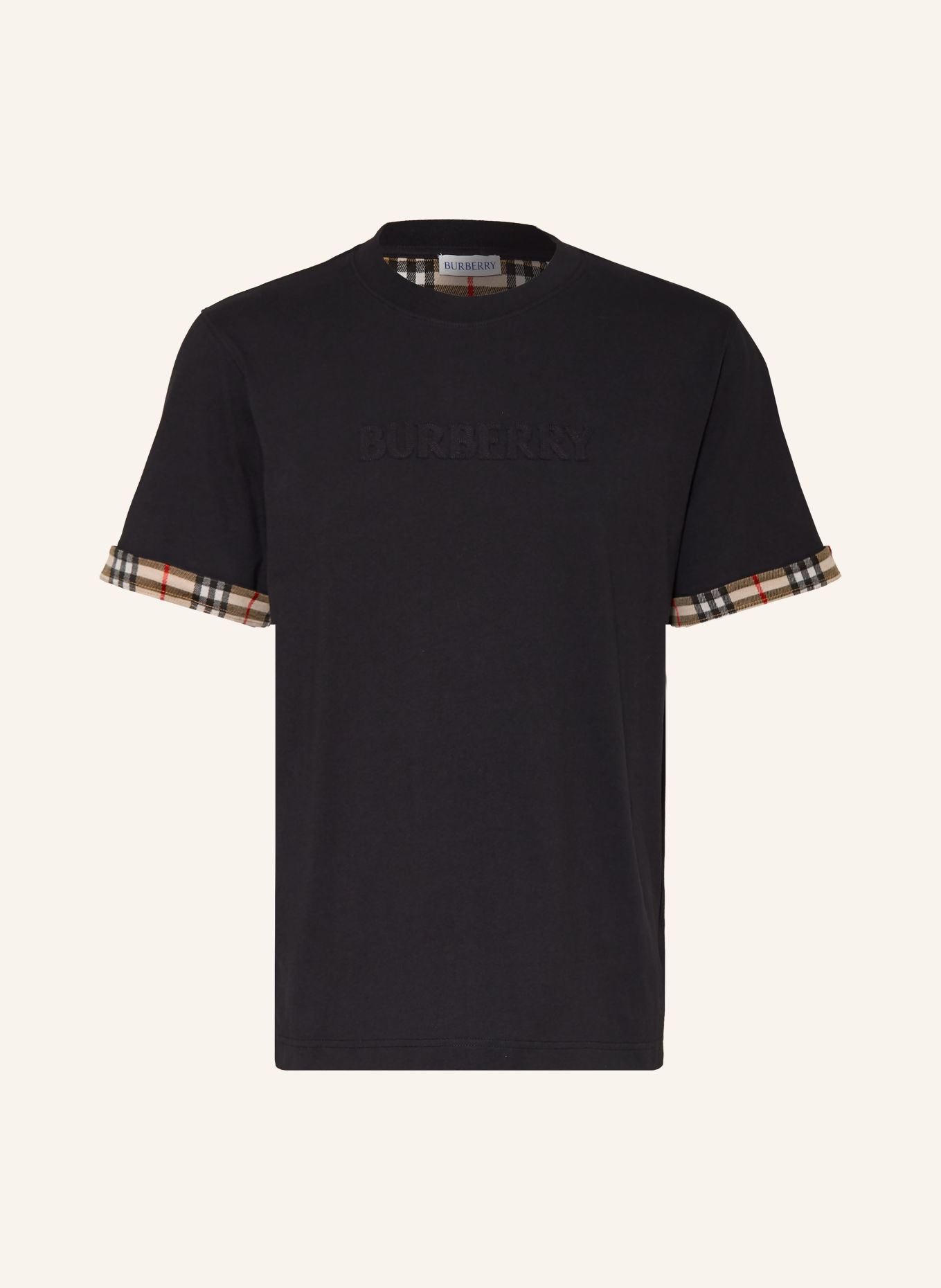 BURBERRY T-shirt RYAN: ZWART / CRÈME / ROOD