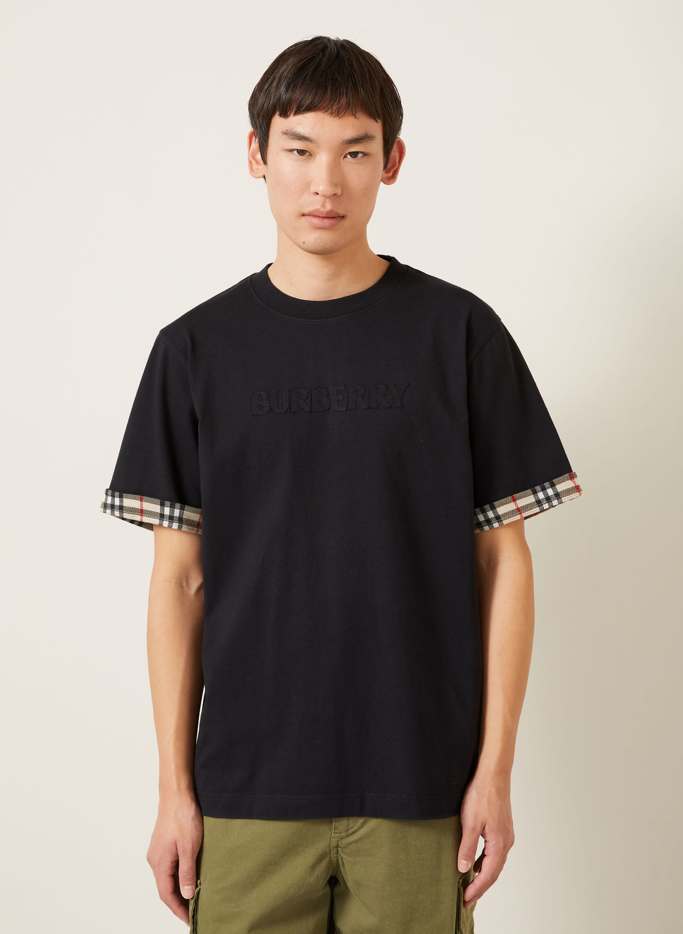 BURBERRY T-shirt RYAN: ZWART / CRÈME / ROOD