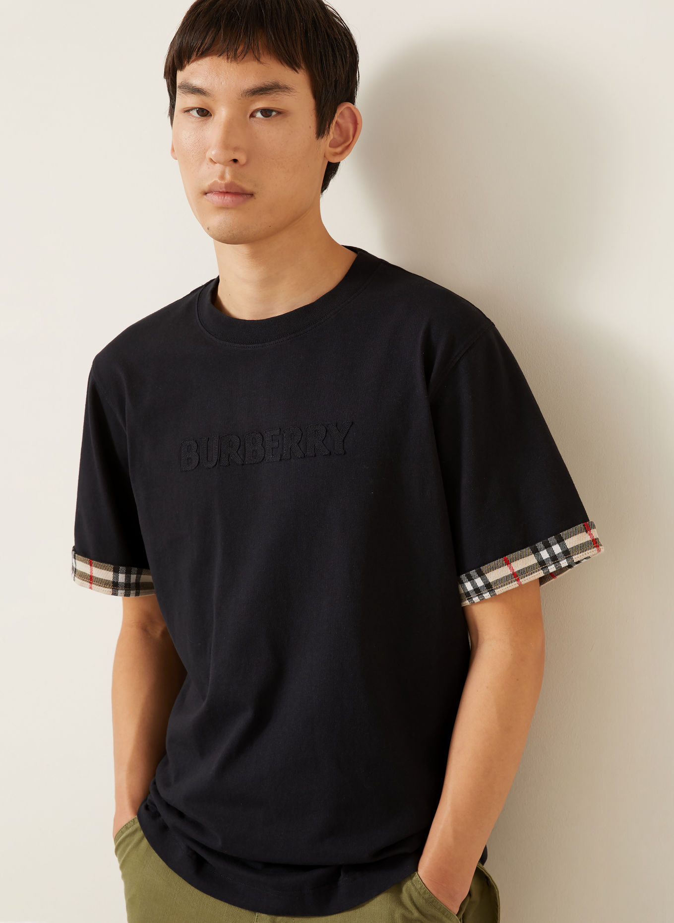 BURBERRY T-shirt RYAN: ZWART / CRÈME / ROOD