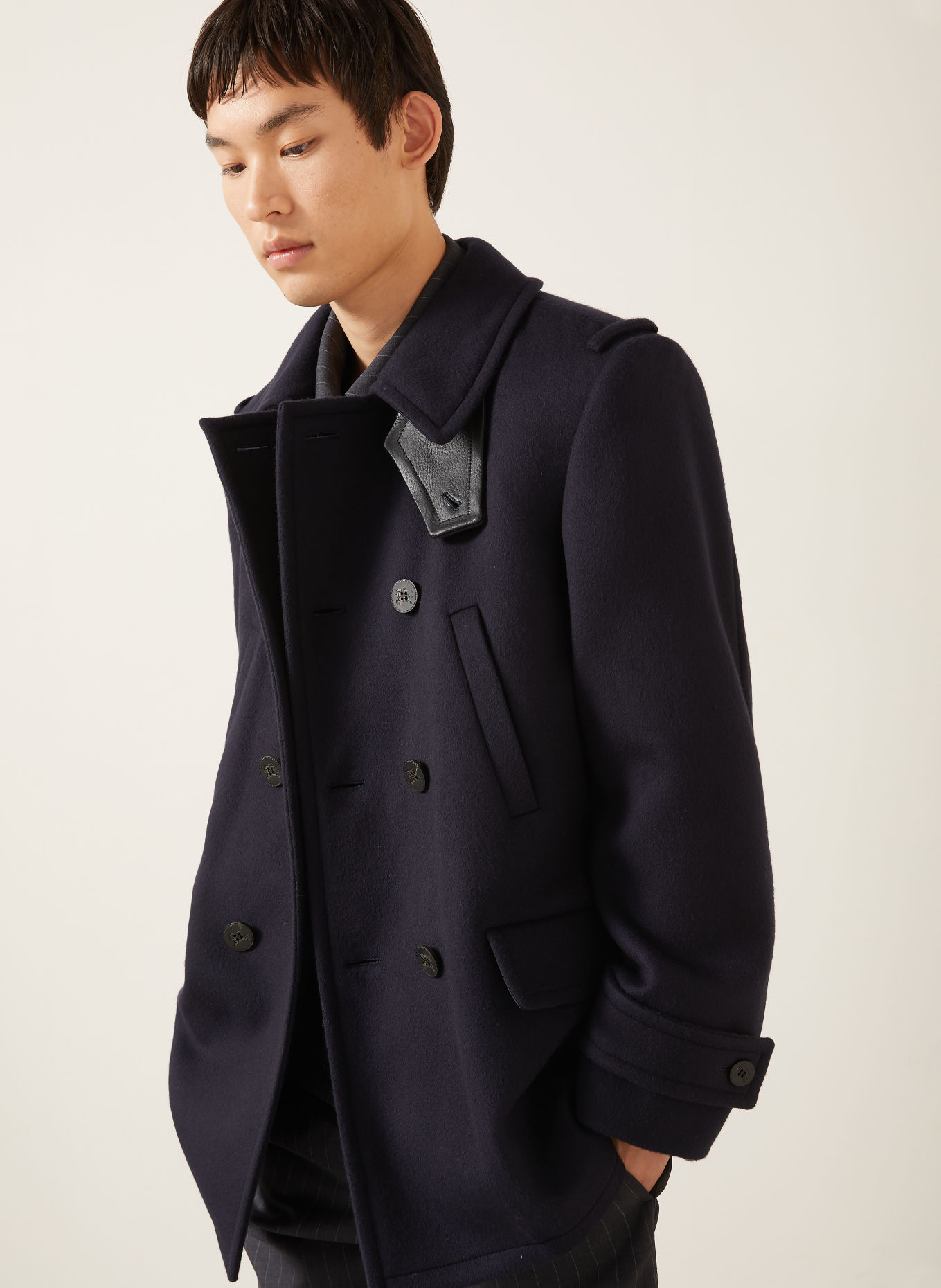 BURBERRY ROCKLEY Pea coat: DARK BLUE