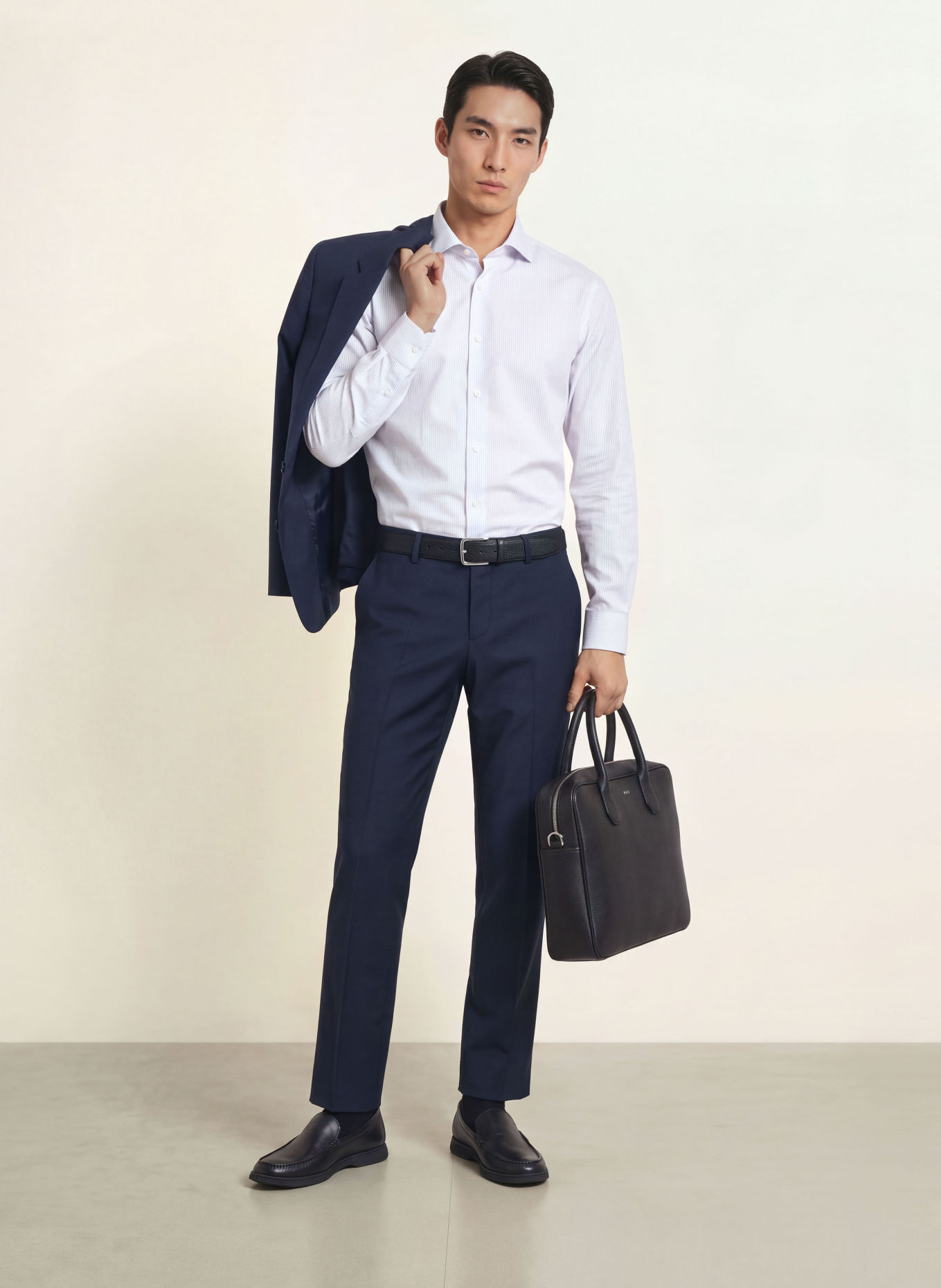 BOSS JOE Regular Fit Shirt: WHITE / BLUE