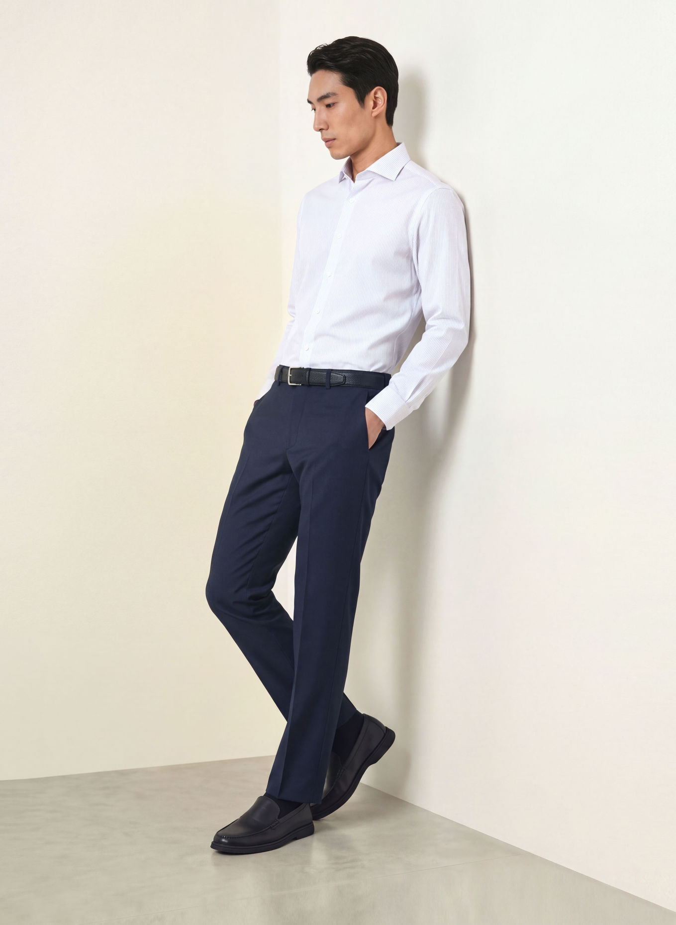 BOSS JOE Regular Fit Shirt: WHITE / BLUE