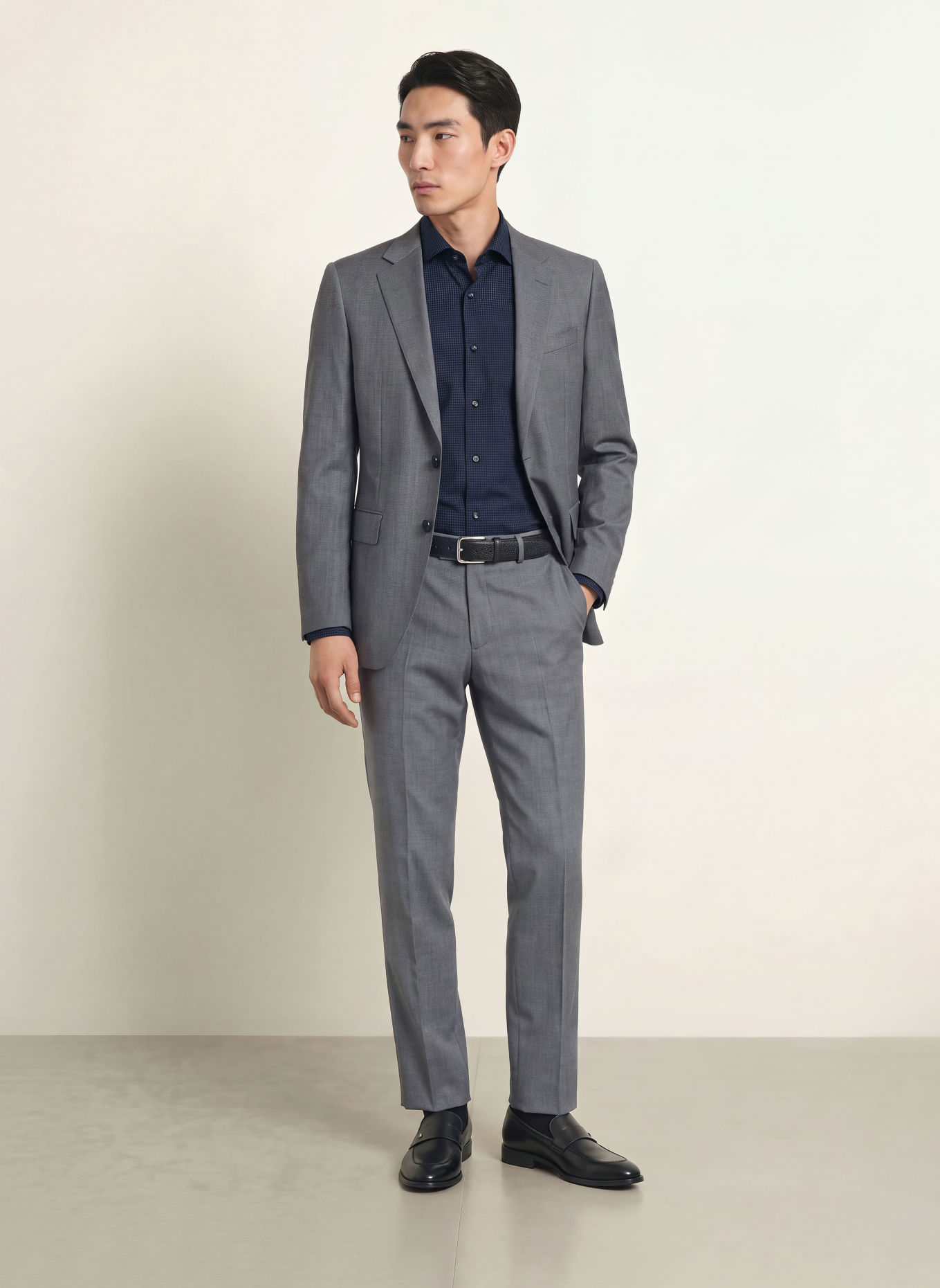 BOSS Hemd HANK Slim Fit: DUNKELBLAU / WEISS