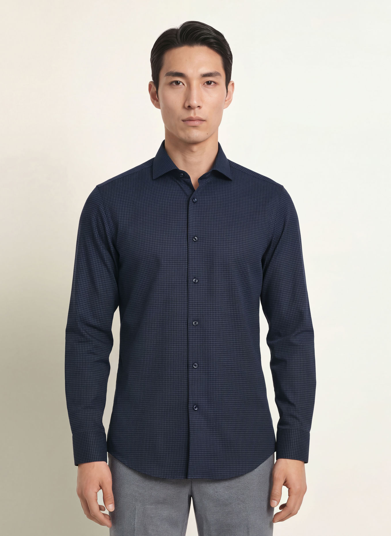 BOSS Hemd HANK Slim Fit: DUNKELBLAU / WEISS