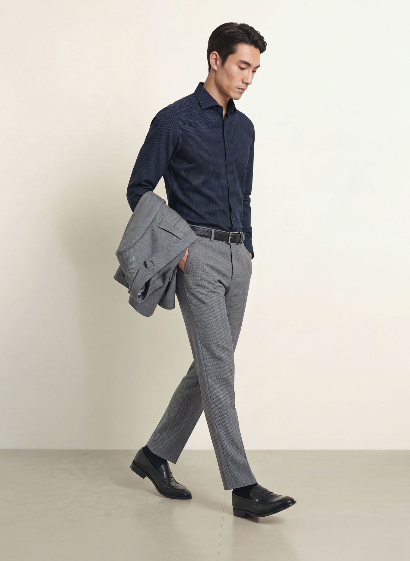 BOSS Hemd HANK Slim Fit: DUNKELBLAU / WEISS