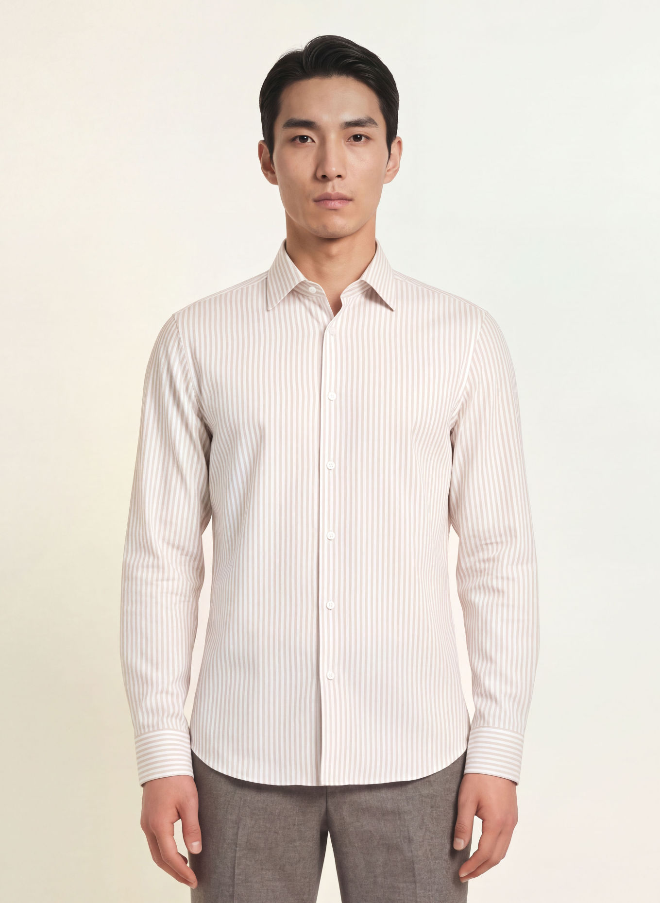 BOSS Chemise JOE coupe classique: BEIGE / BLANC