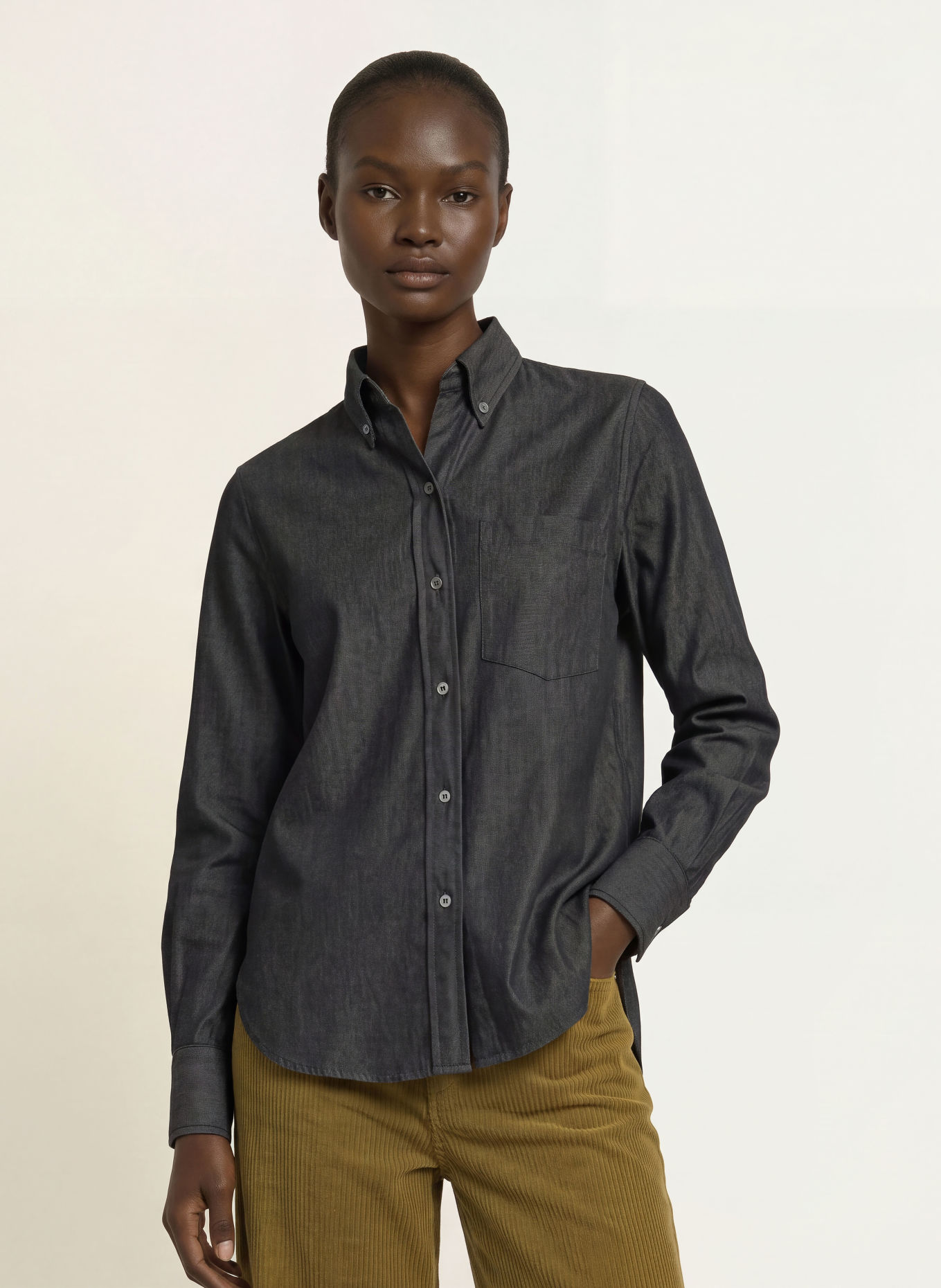 ROBERT FRIEDMAN Chemise en jean: GRIS FONCÉ