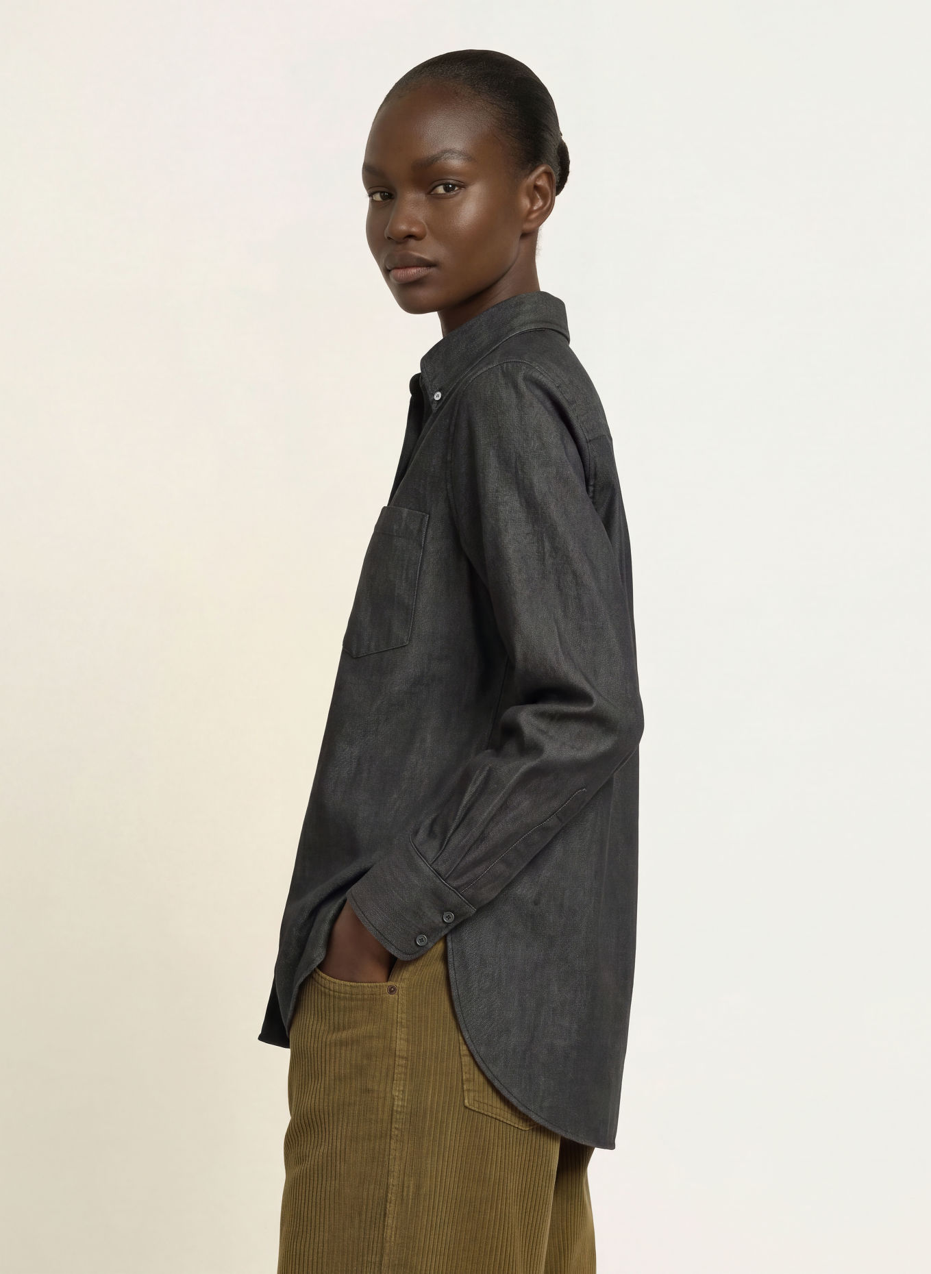 ROBERT FRIEDMAN Chemise en jean: GRIS FONCÉ