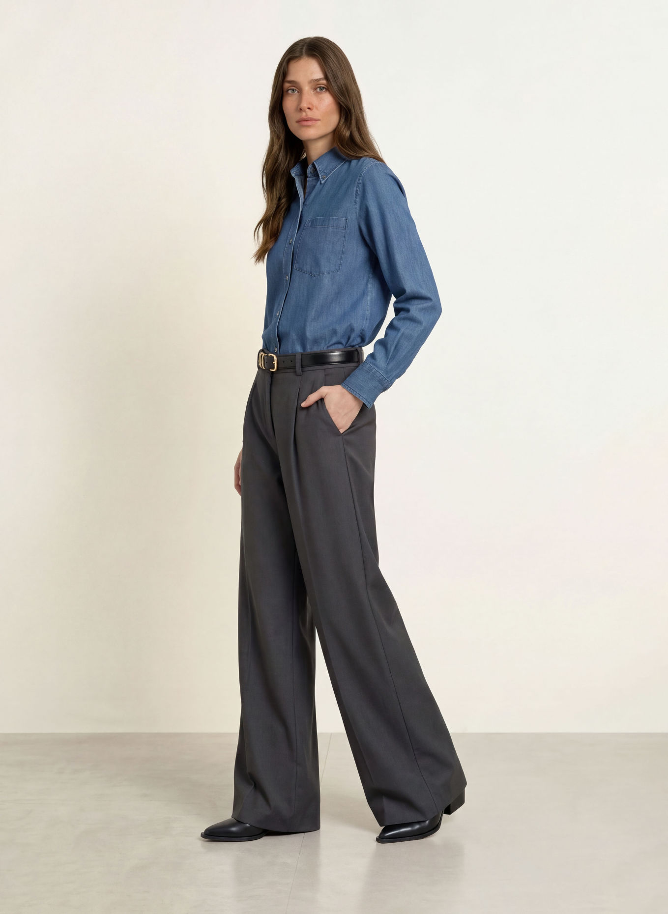 ROBERT FRIEDMAN Chemise en jean: BLEU FONCÉ