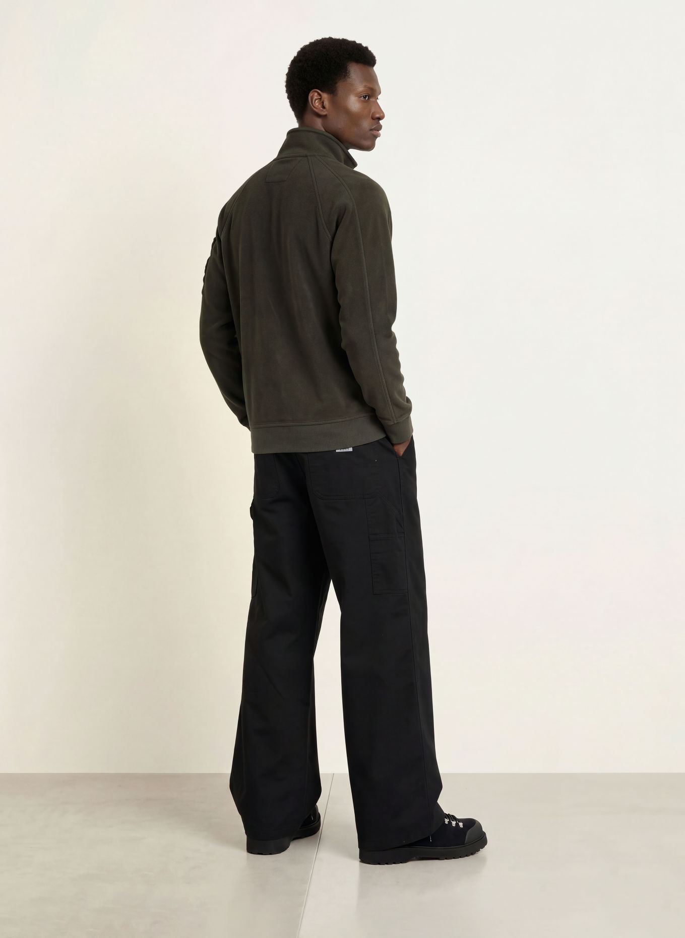 C.P. COMPANY Pull sweat col zippé: GRIS FONCÉ