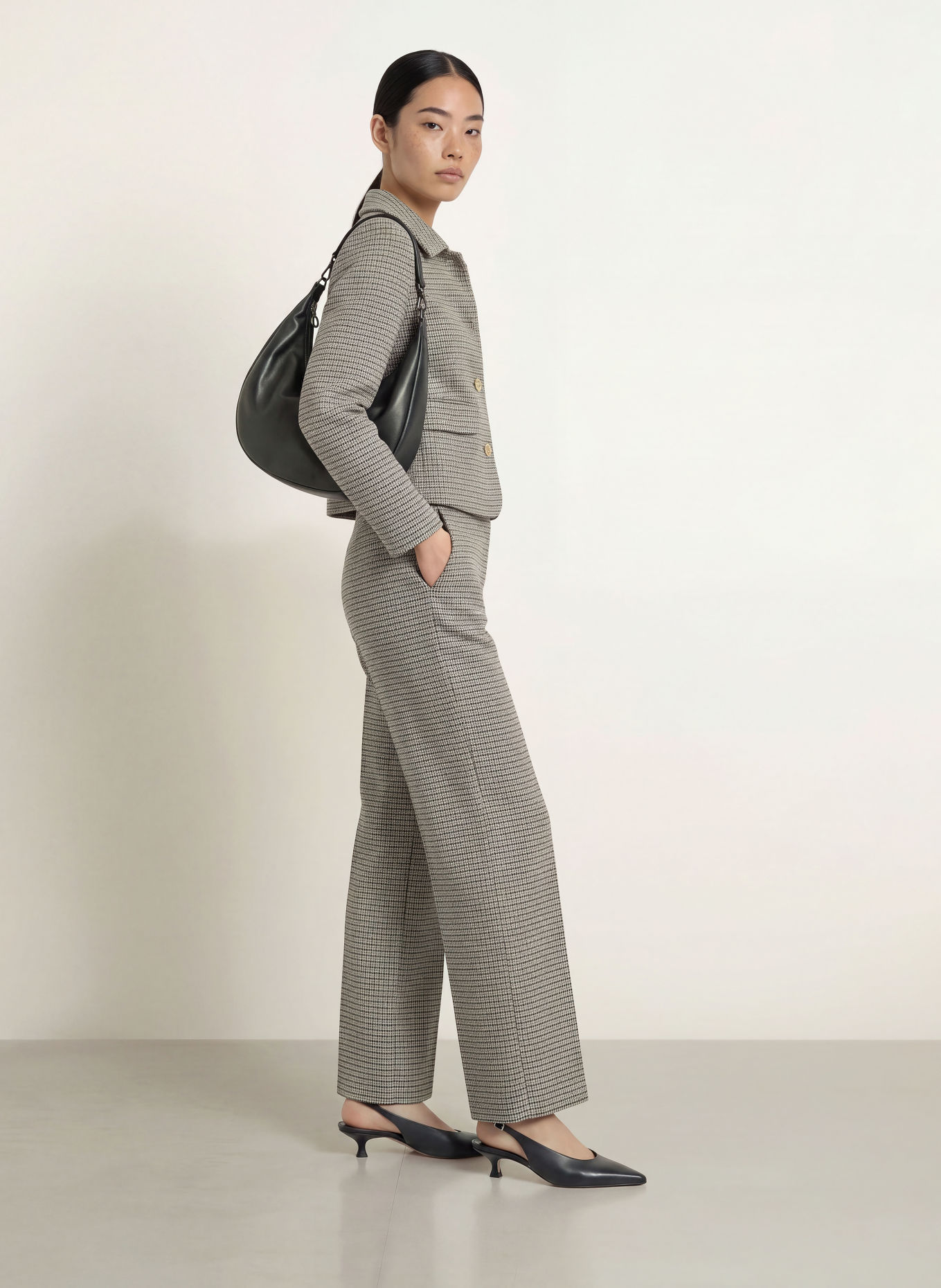 MORE & MORE Pantalon palazzo en jersey: BEIGE / GRIS / NOIR