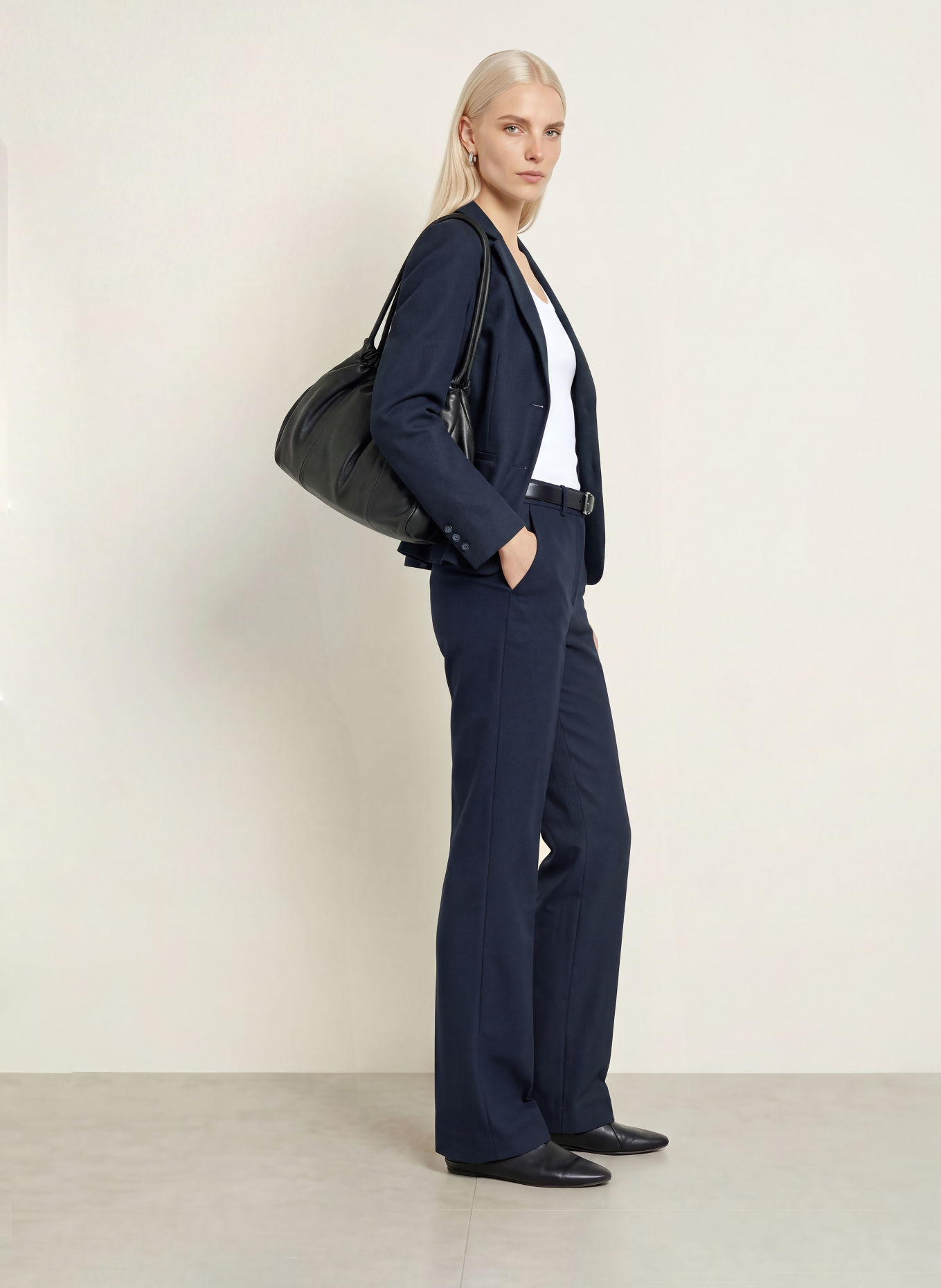 MORE & MORE Marlenehose: DUNKELBLAU
