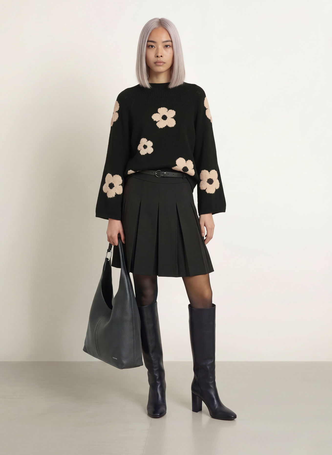 MORE & MORE Pullover: SCHWARZ / CREME
