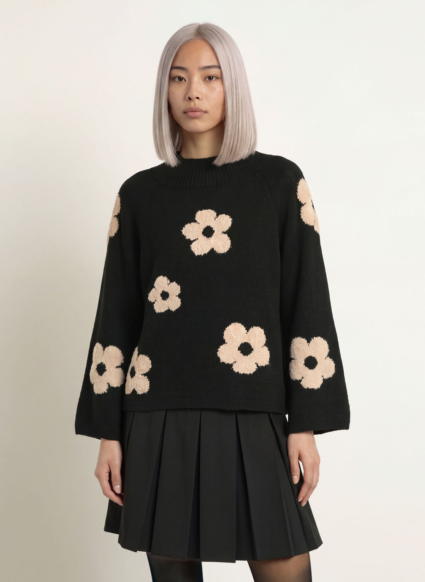 MORE & MORE Pullover: SCHWARZ / CREME