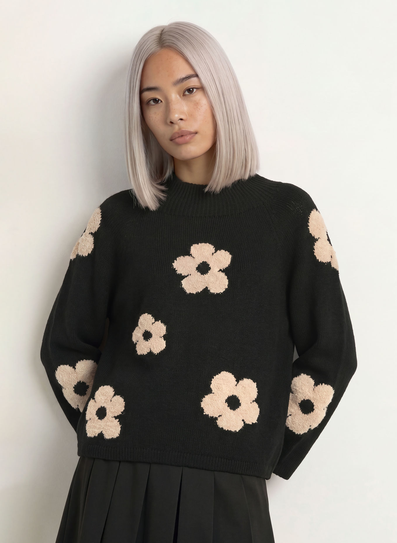 MORE & MORE Pullover: SCHWARZ / CREME