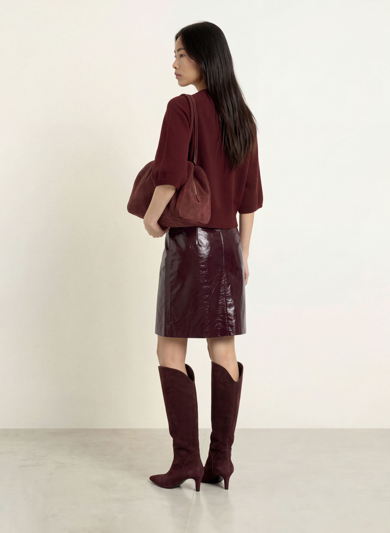 MORE & MORE Sweater with 3/4-length sleeves: DARK RED