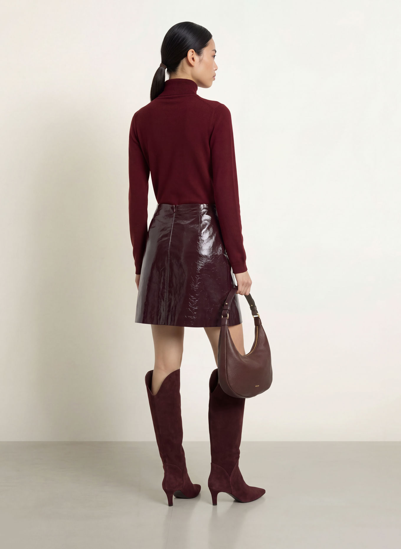 MORE & MORE Leather skirt: DARK RED