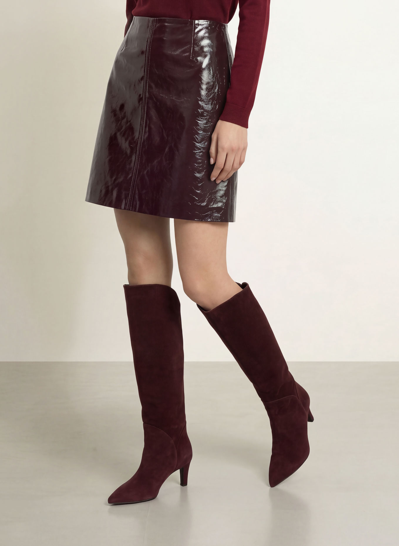 MORE & MORE Leather skirt: DARK RED