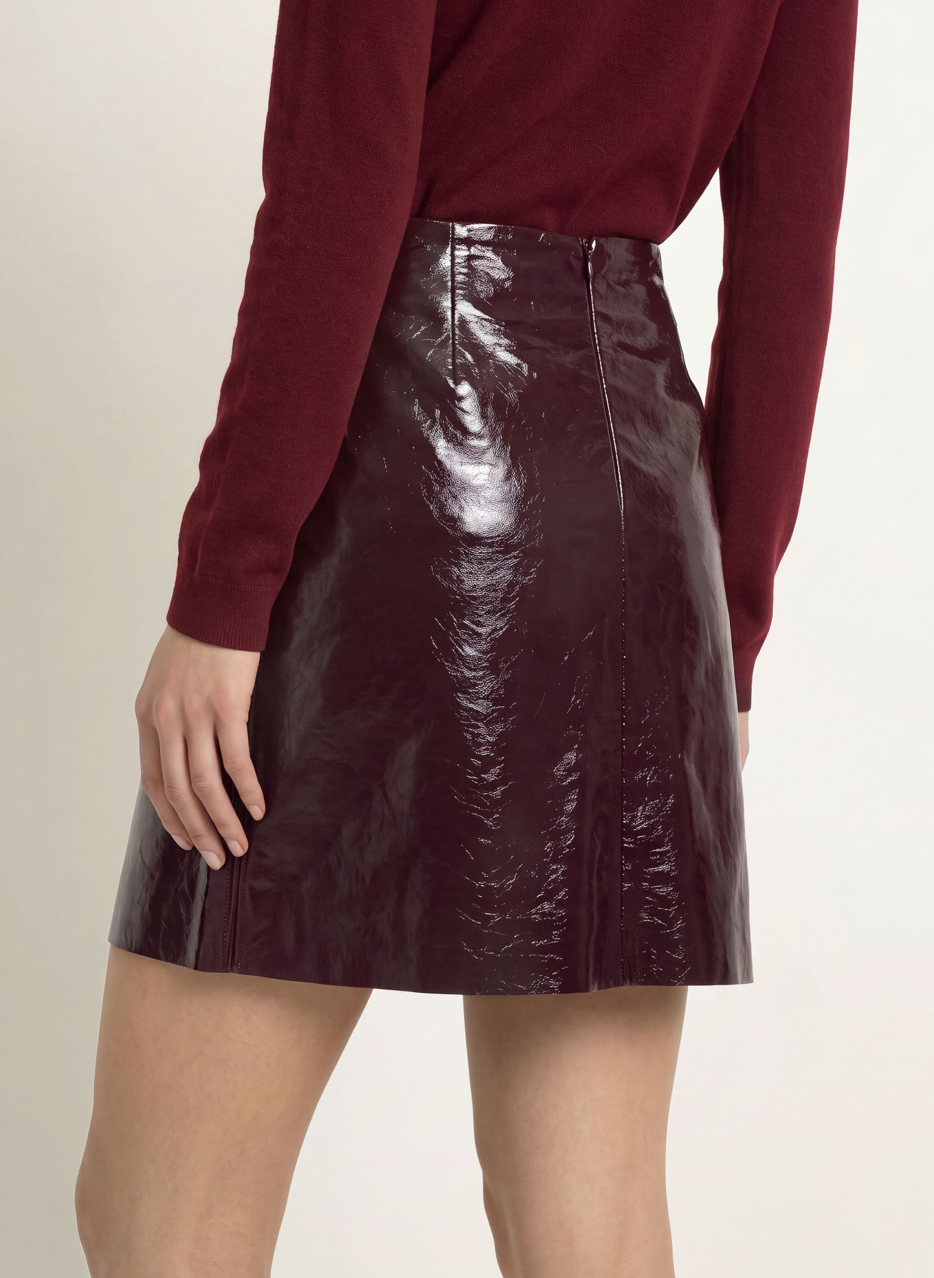 MORE & MORE Leather skirt: DARK RED