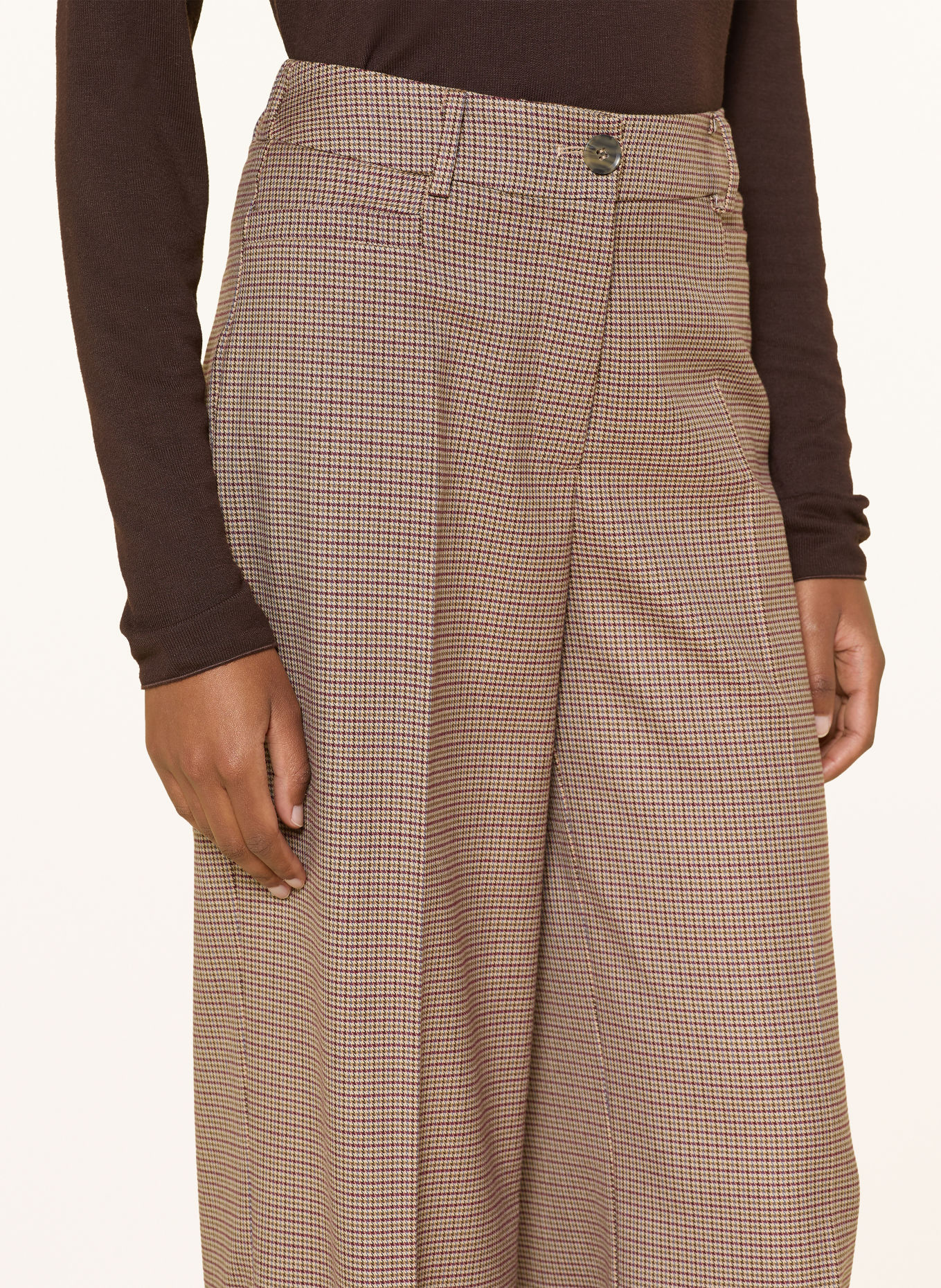 MORE & MORE Wide-leg trousers: BEIGE / CAMEL / DARK RED