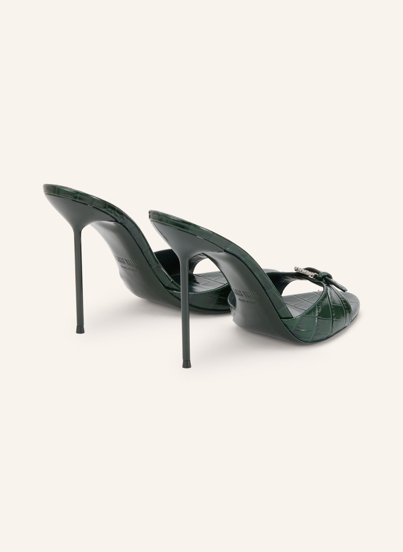 PARIS TEXAS LIDIA Mules with Rhinestones: DARK GREEN