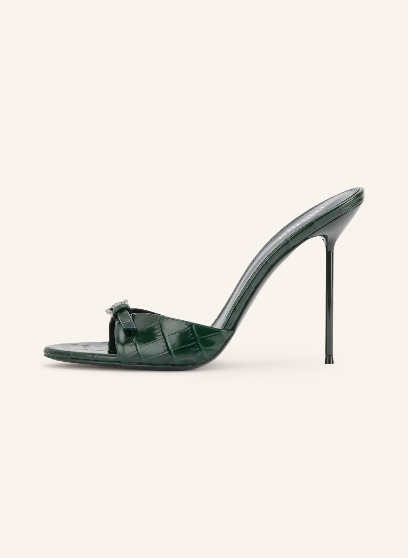 PARIS TEXAS LIDIA Mules with Rhinestones: DARK GREEN