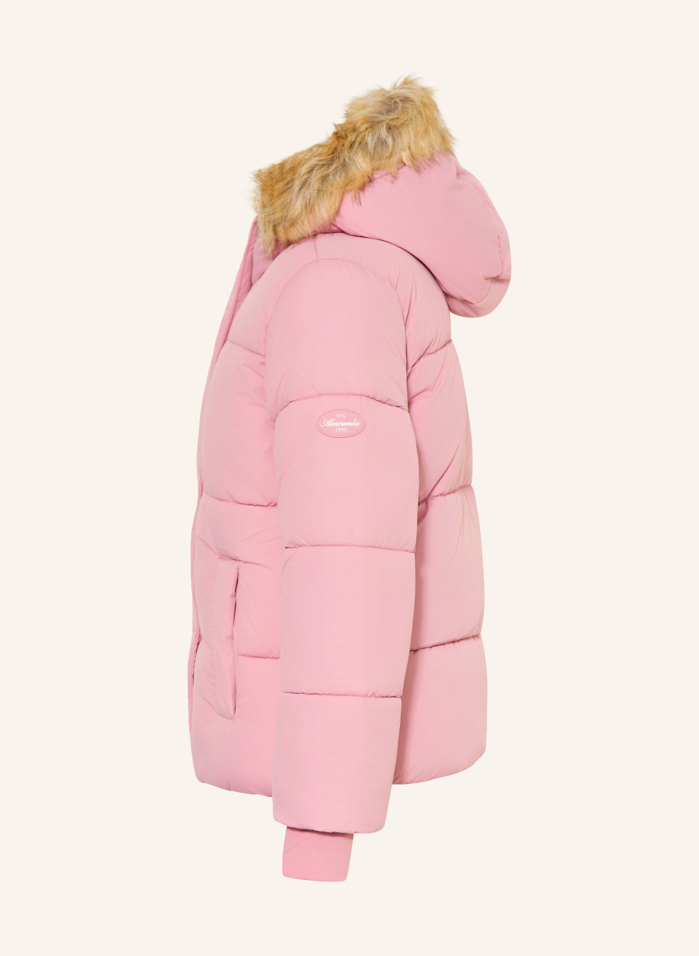 Abercrombie & Fitch Veste matelassée avec fourrure synthétique amovible: LILAS CLAIR / MARRON CLAIR