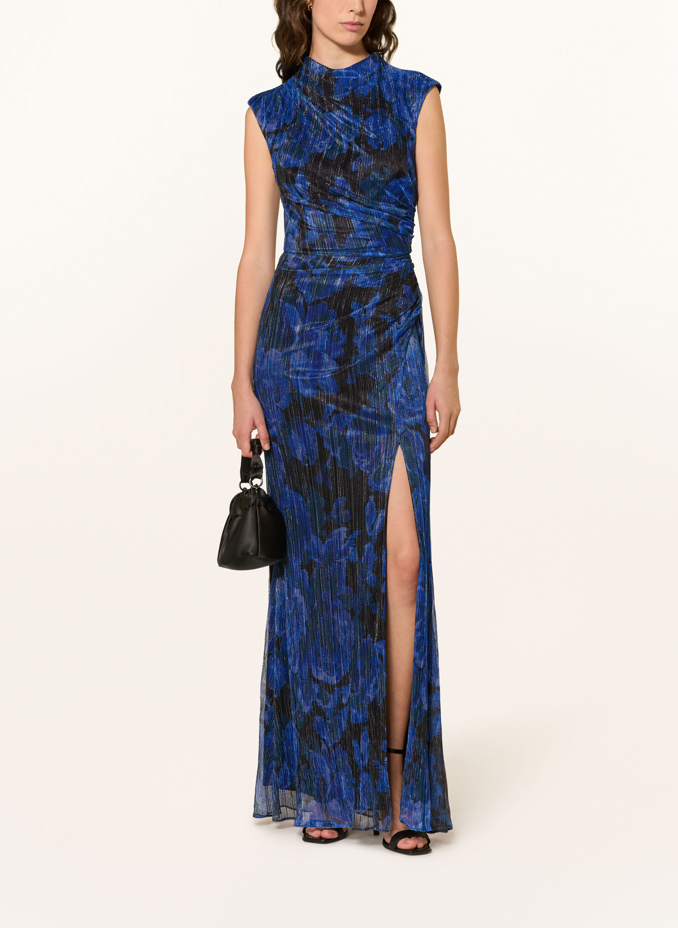 ADRIANNA PAPELL Abendkleid mit Glitzergarn: BLAU / SCHWARZ