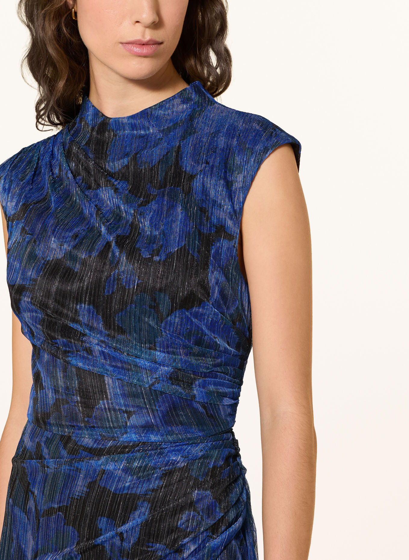 ADRIANNA PAPELL Abendkleid mit Glitzergarn: BLAU / SCHWARZ