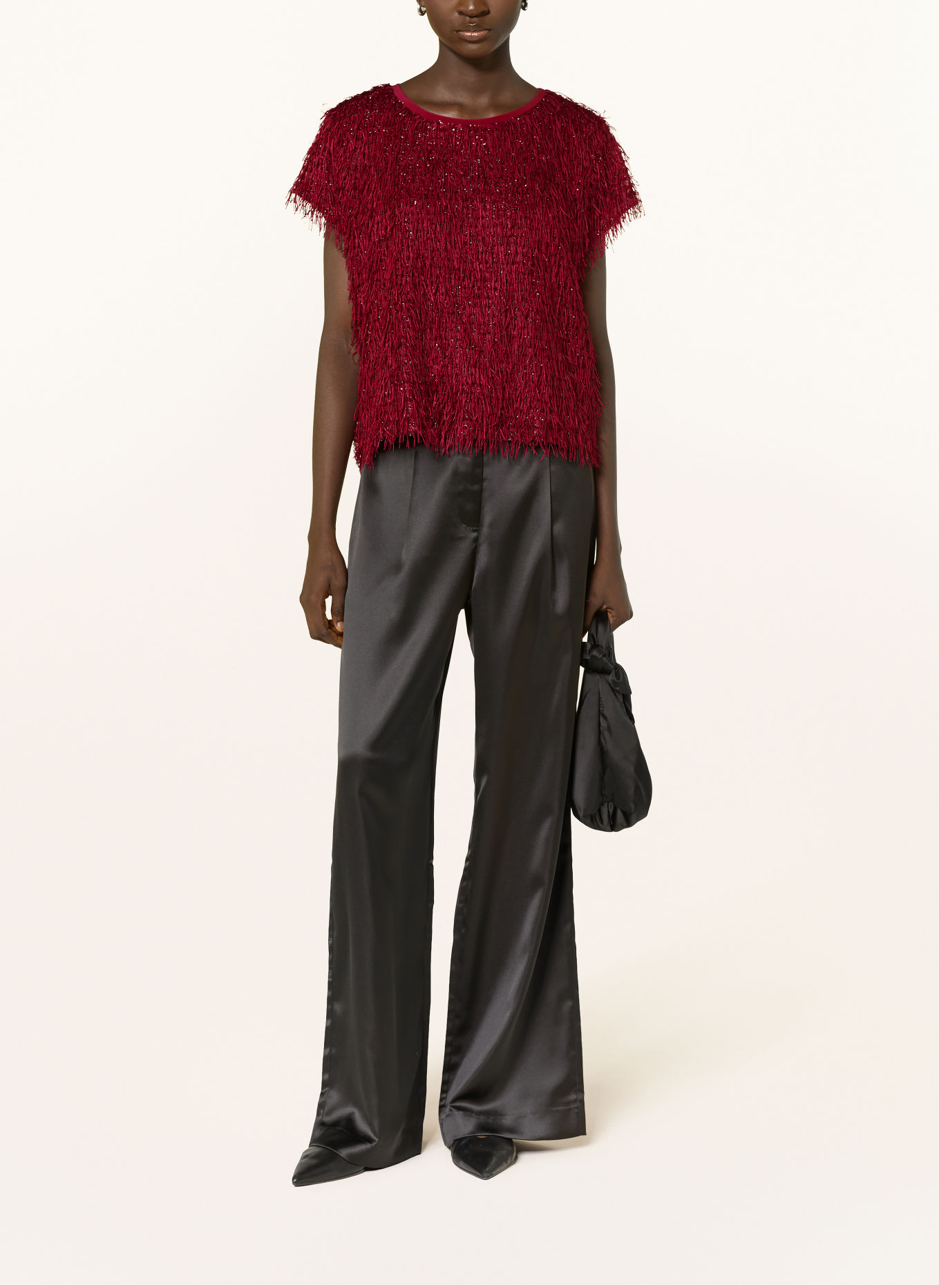 Joseph Ribkoff T-shirt with glitter yarn: DARK RED