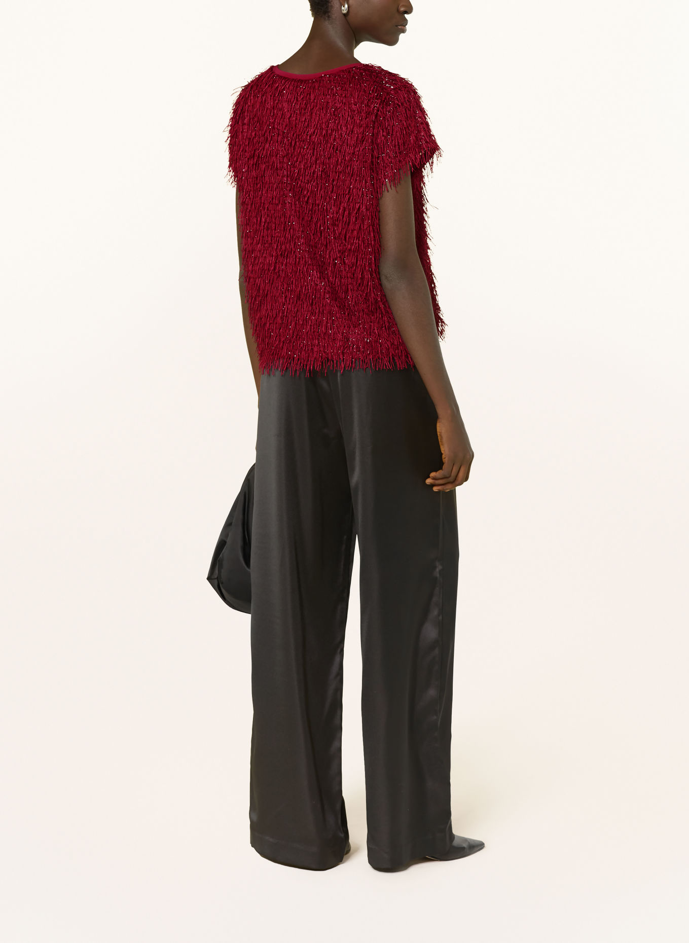 Joseph Ribkoff T-shirt with glitter yarn: DARK RED