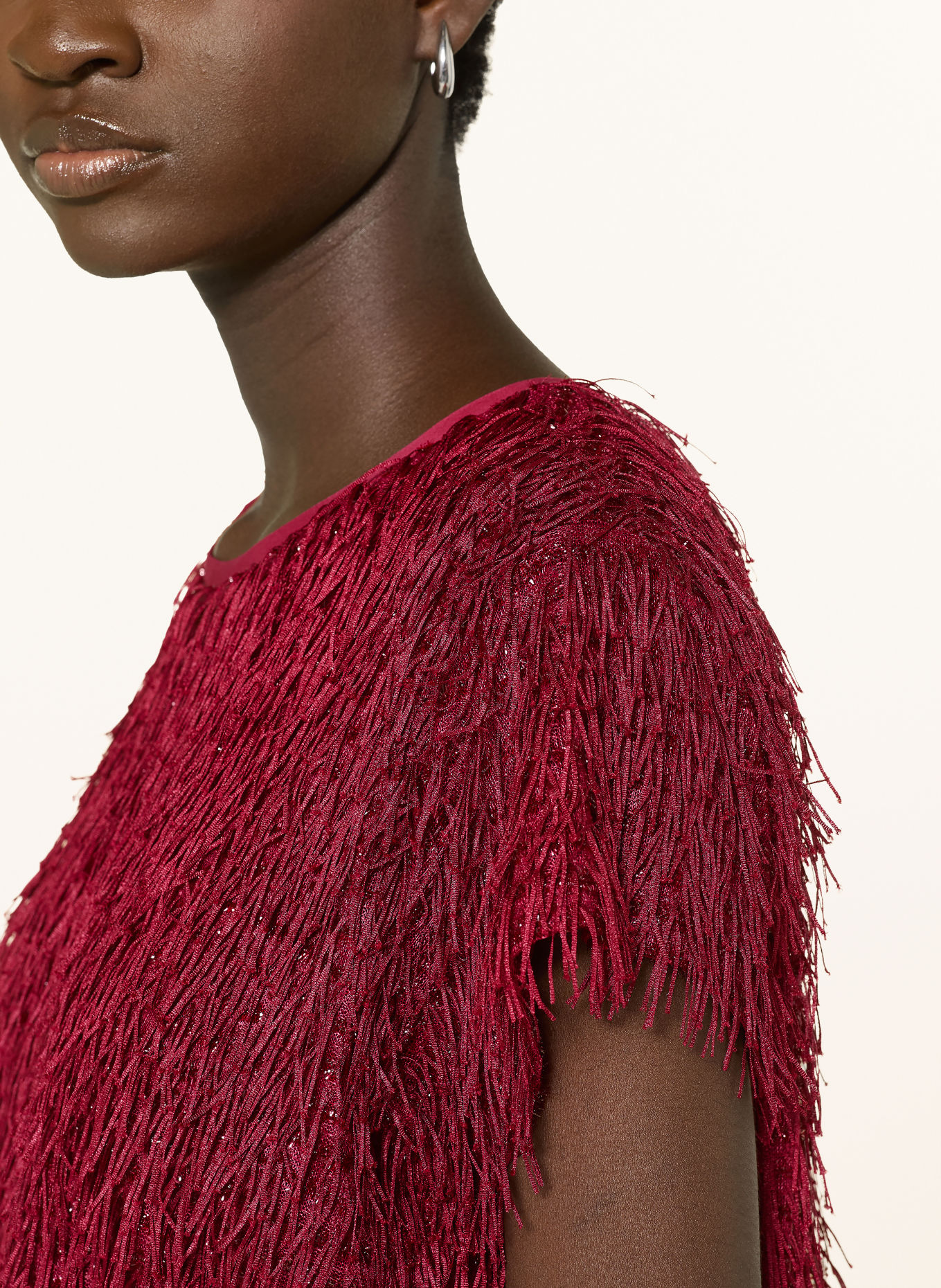 Joseph Ribkoff T-shirt with glitter yarn: DARK RED