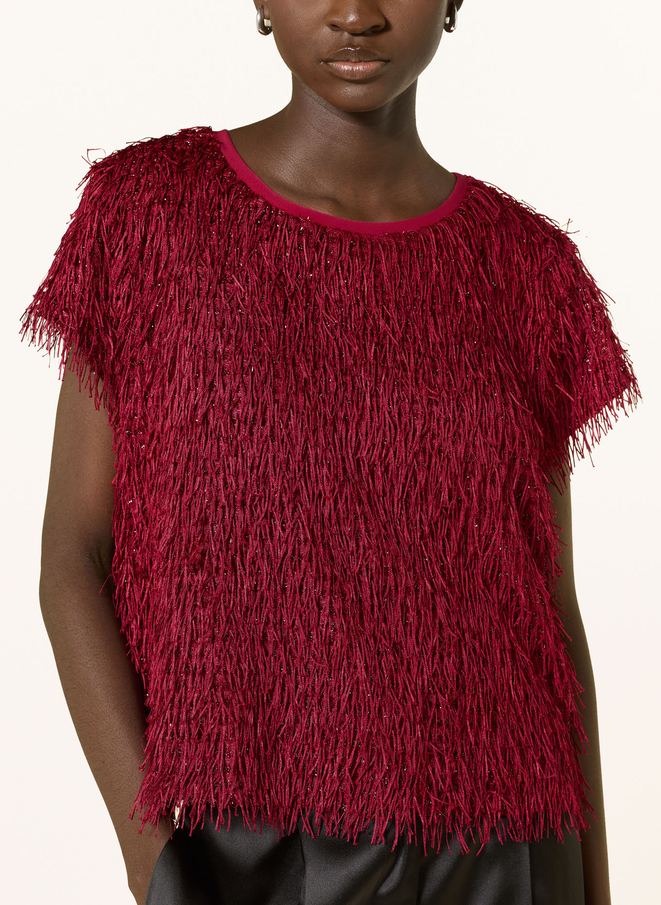 Joseph Ribkoff T-shirt with glitter yarn: DARK RED