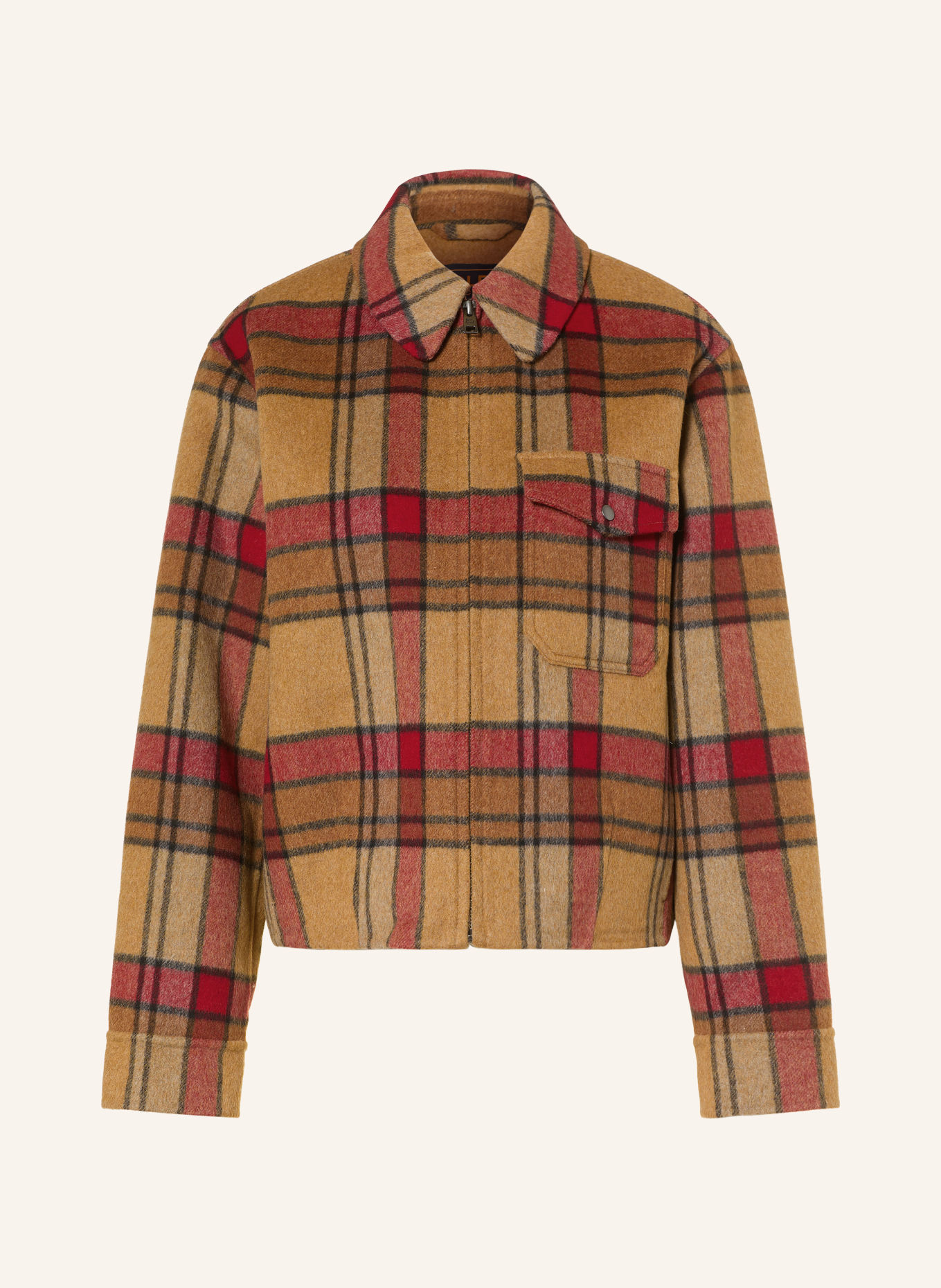 WOOLRICH Overshirt: CAMEL / RED / BLACK