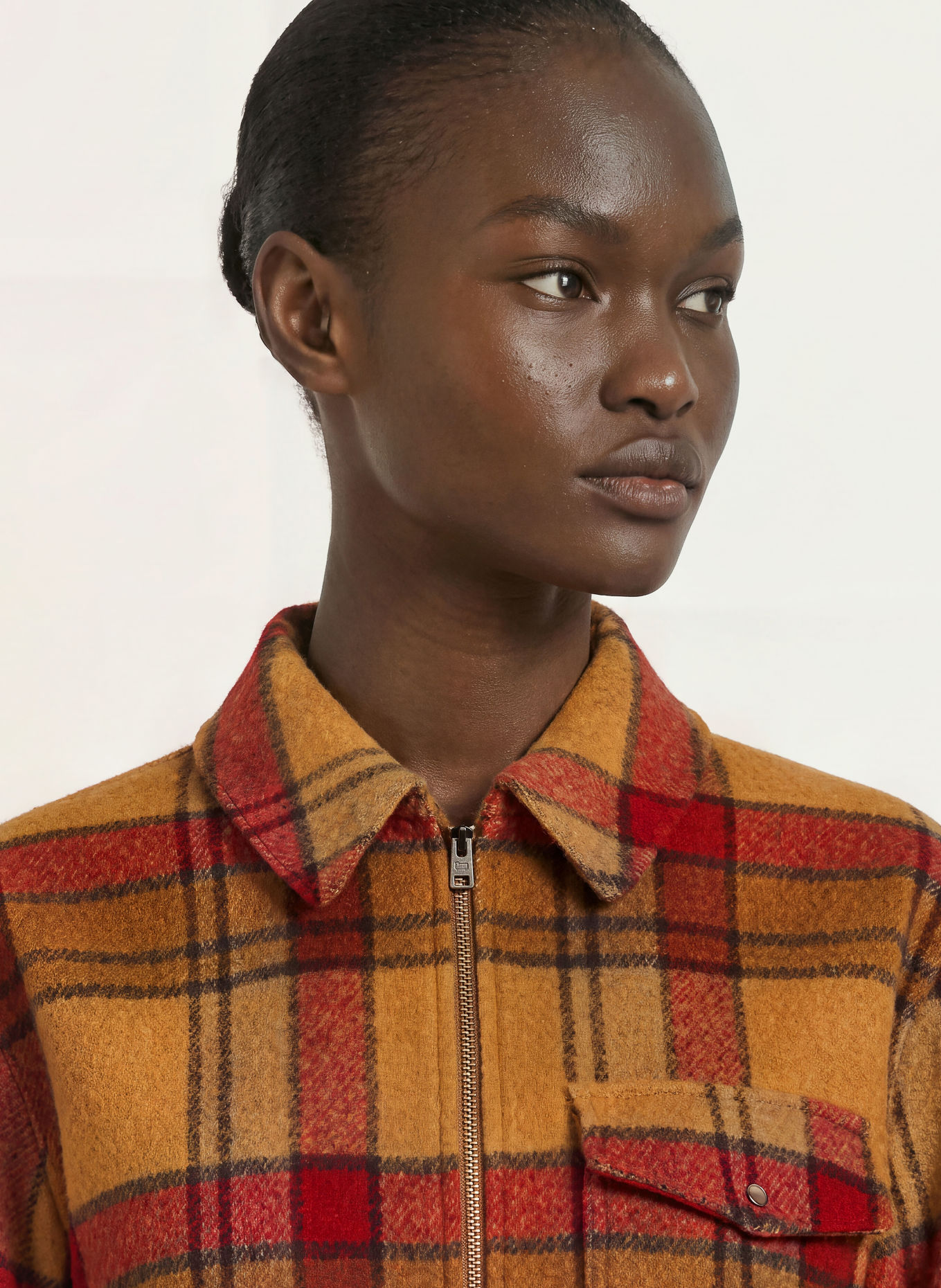 WOOLRICH Overshirt: CAMEL / RED / BLACK