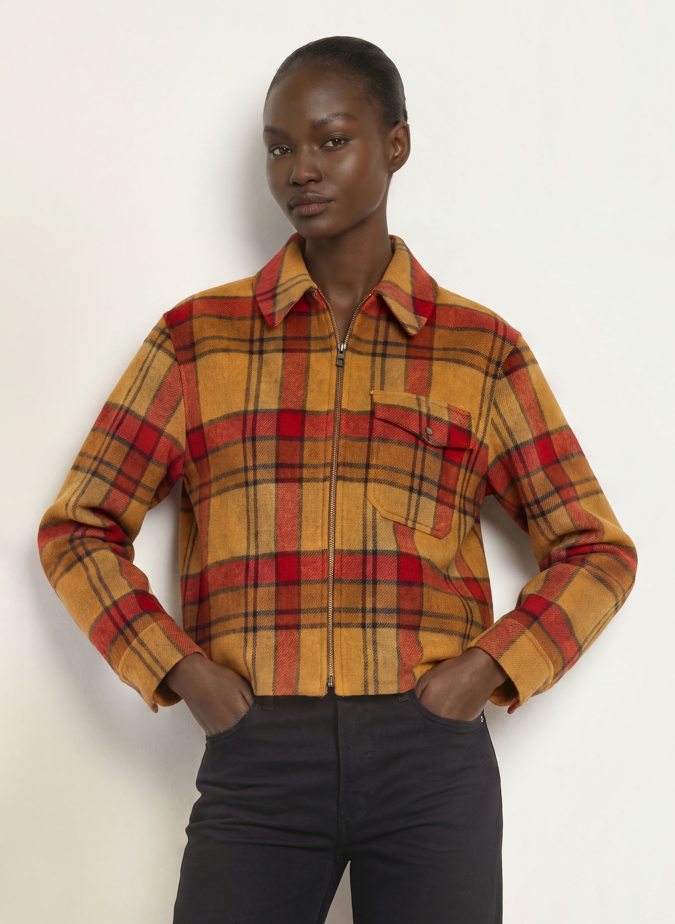 WOOLRICH Overshirt: CAMEL / RED / BLACK
