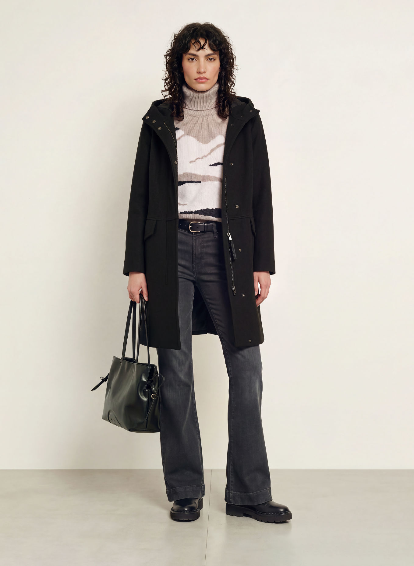 WOOLRICH Parka MELTON: CZARNY