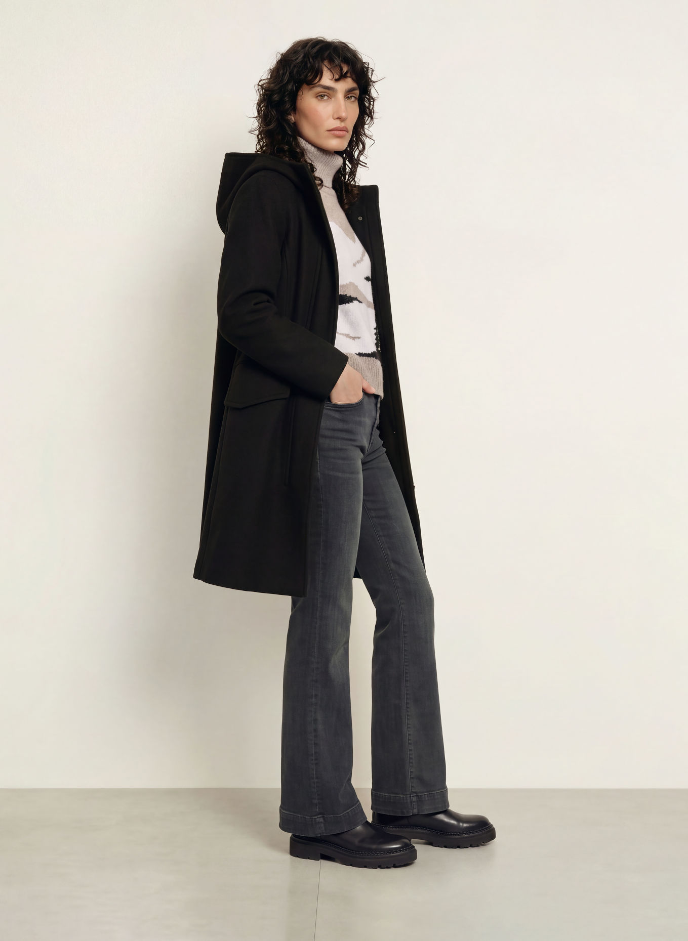 WOOLRICH Parka MELTON: CZARNY