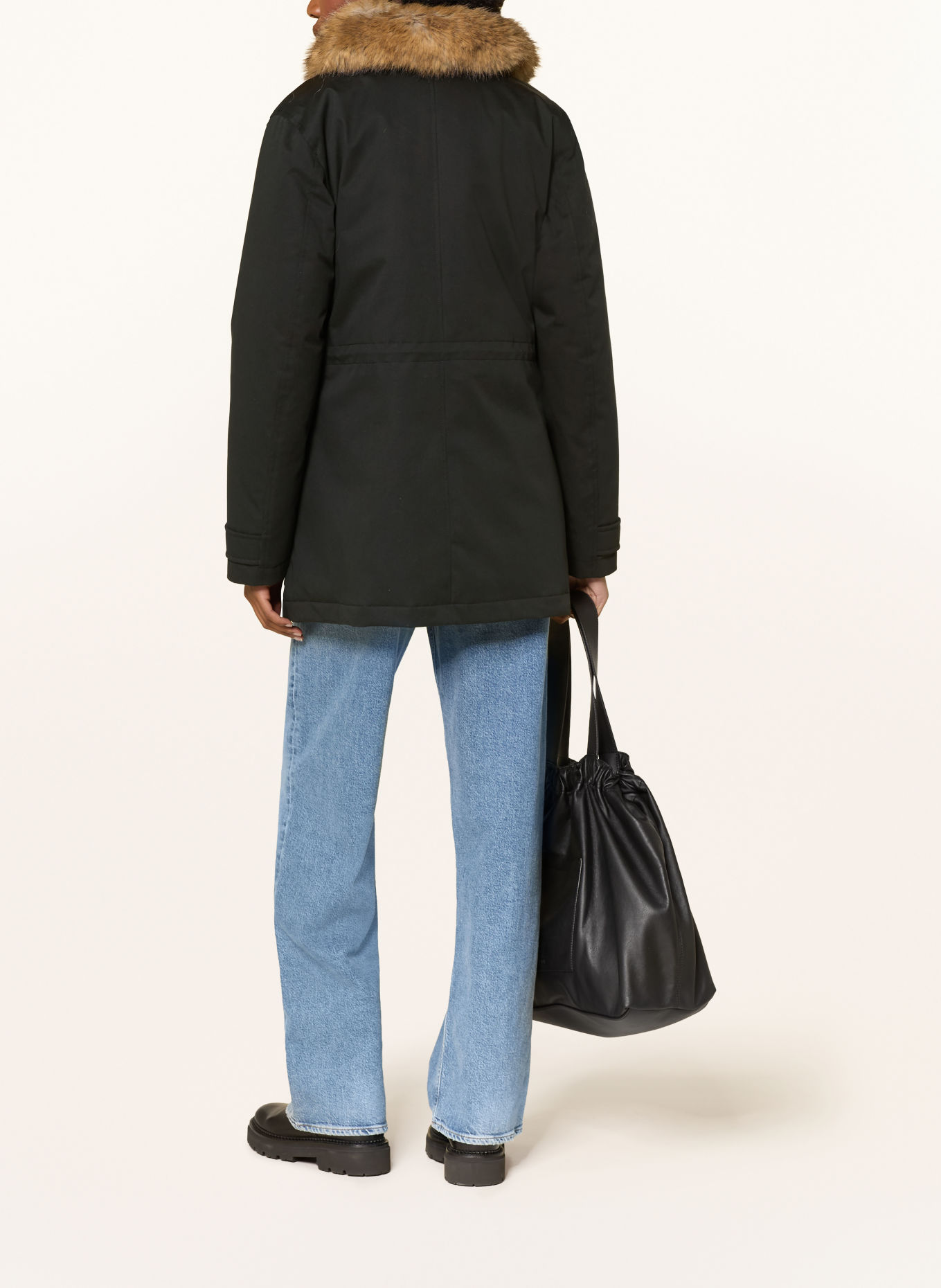 WOOLRICH Daunenjacke mit Kunstfell: SCHWARZ