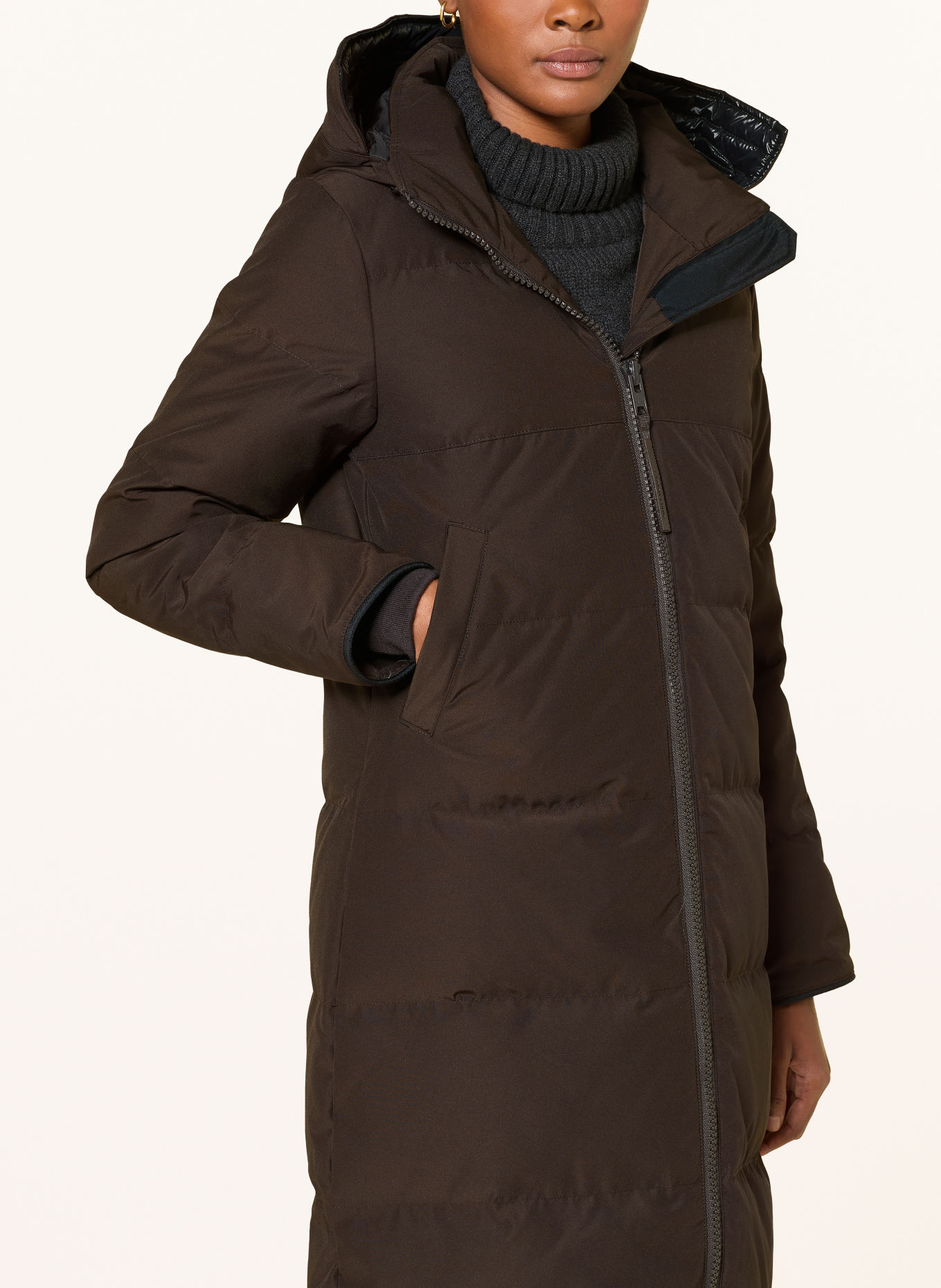CANADA GOOSE MYSTIQUE Down coat with Detachable Hood: DARK BROWN