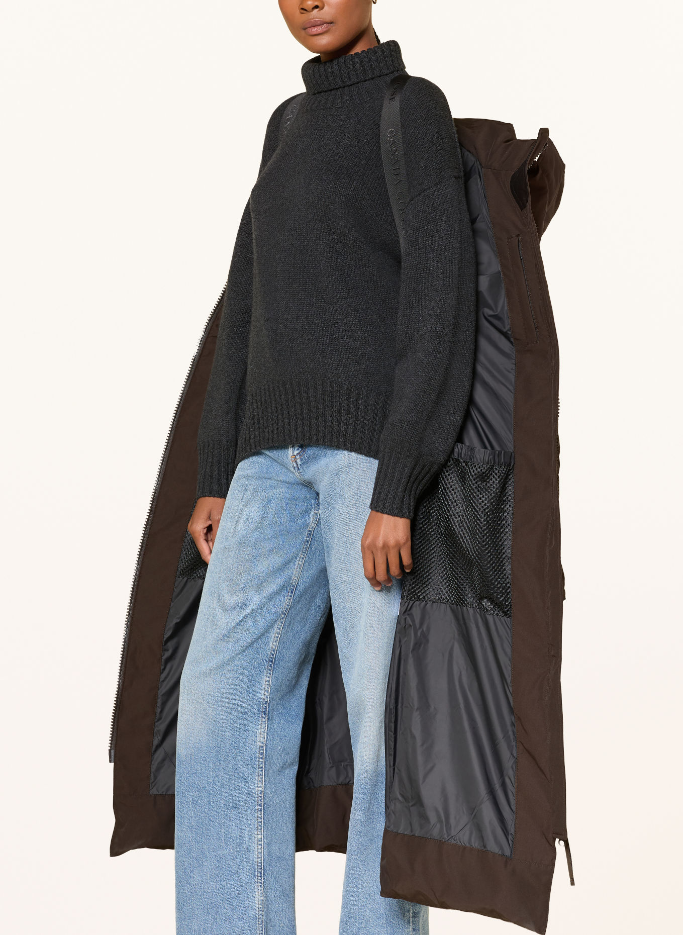 CANADA GOOSE MYSTIQUE Down coat with Detachable Hood: DARK BROWN
