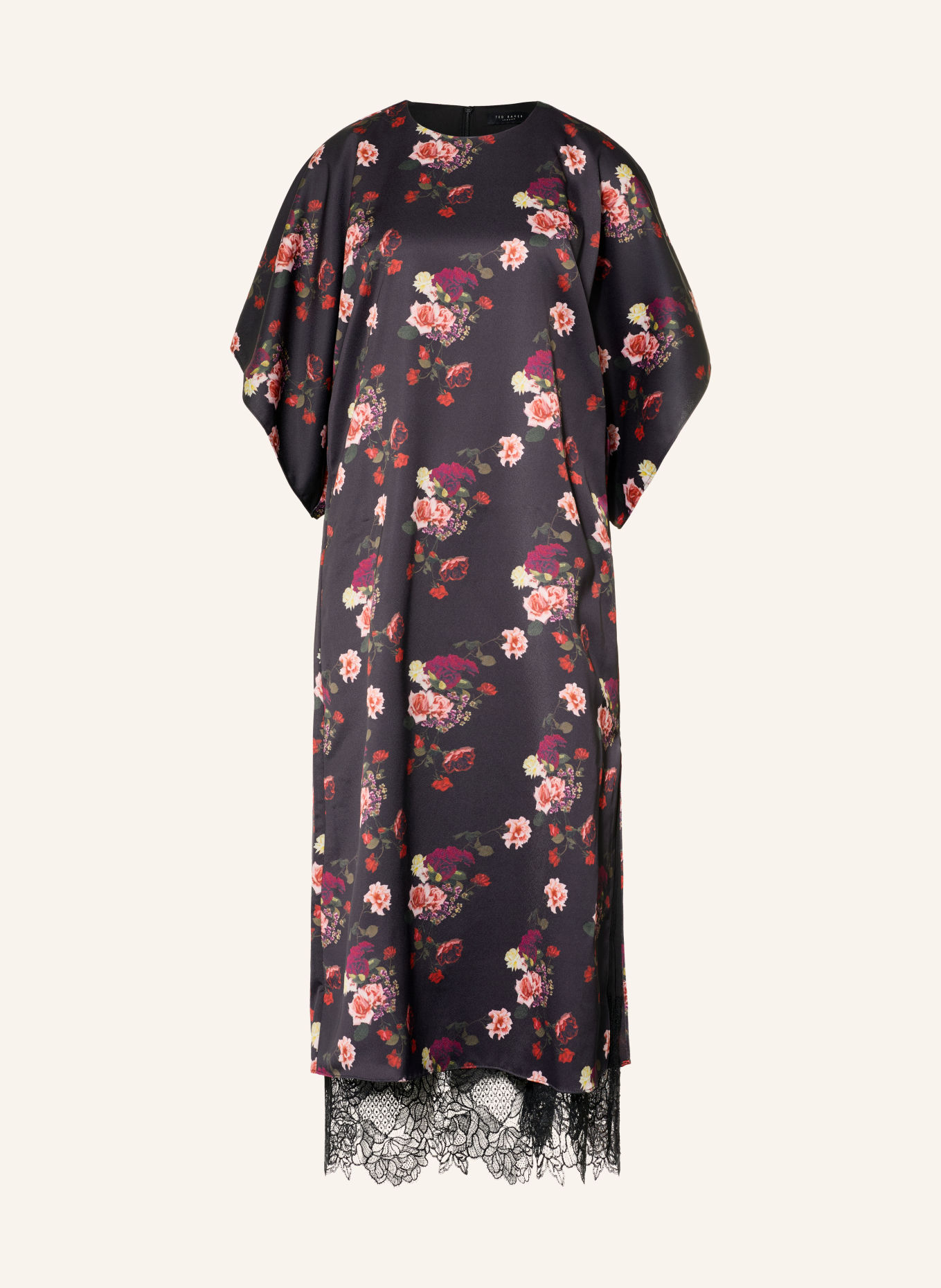 TED BAKER MEEIAA Dress with Lace: BLACK / RED / GREEN