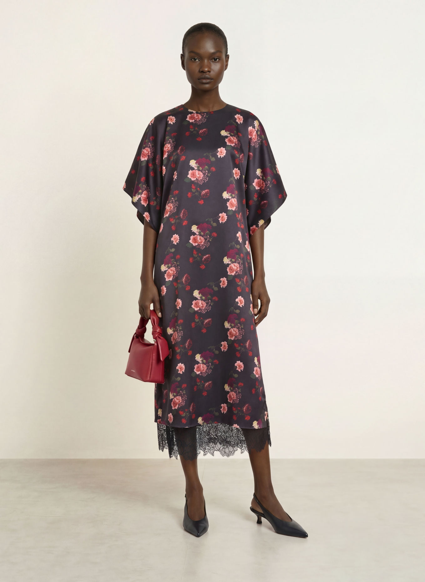 TED BAKER Kleid MEEIAA mit Spitze: SCHWARZ / ROT / GRÜN