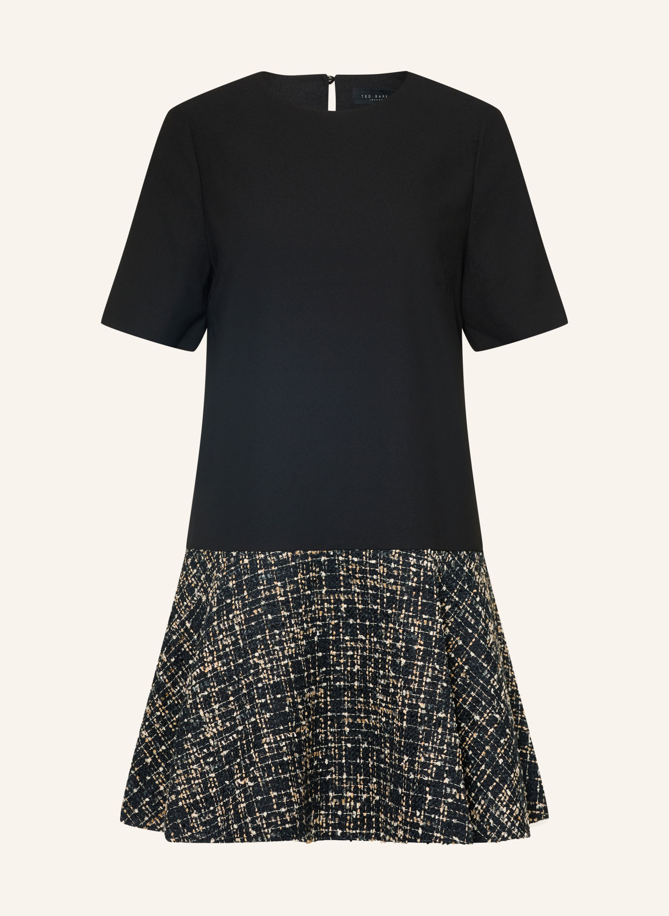 TED BAKER Kleid UMMID im Materialmix: SCHWARZ / BEIGE / DUNKELBLAU