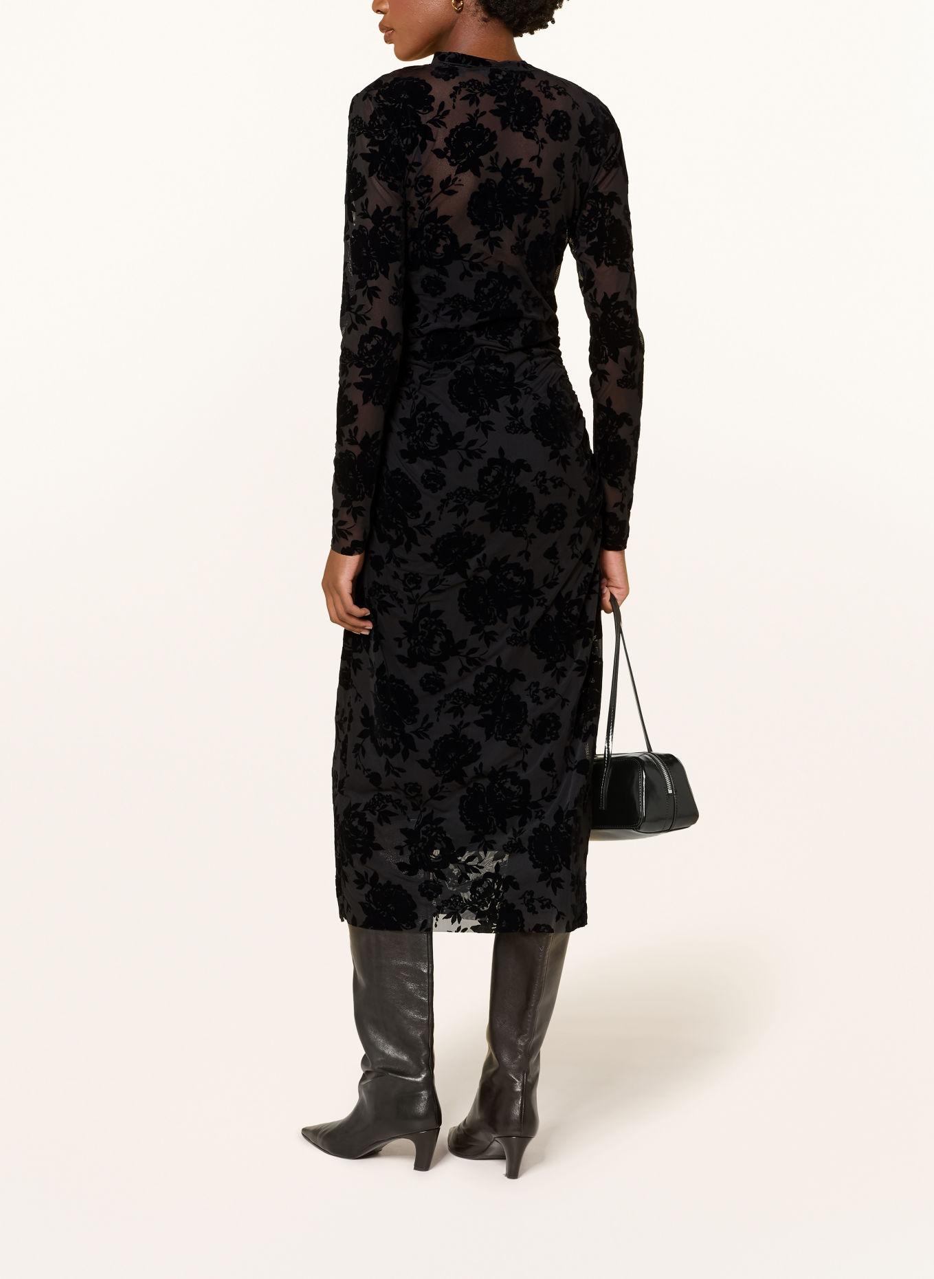 TED BAKER Etuikleid CIREYA aus Mesh: SCHWARZ / DUNKELGRAU