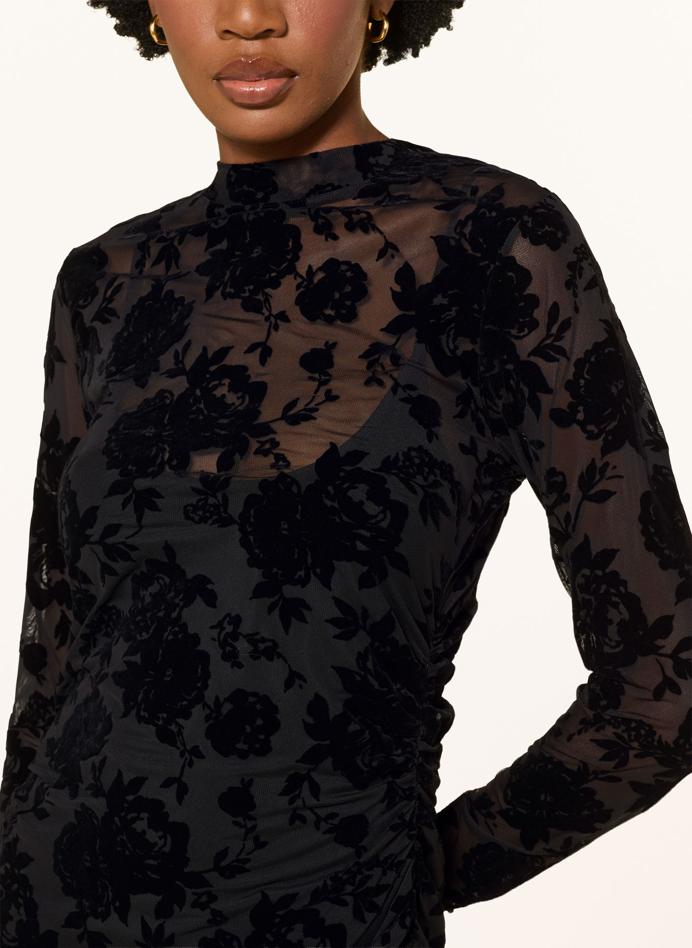 TED BAKER Etuikleid CIREYA aus Mesh: SCHWARZ / DUNKELGRAU