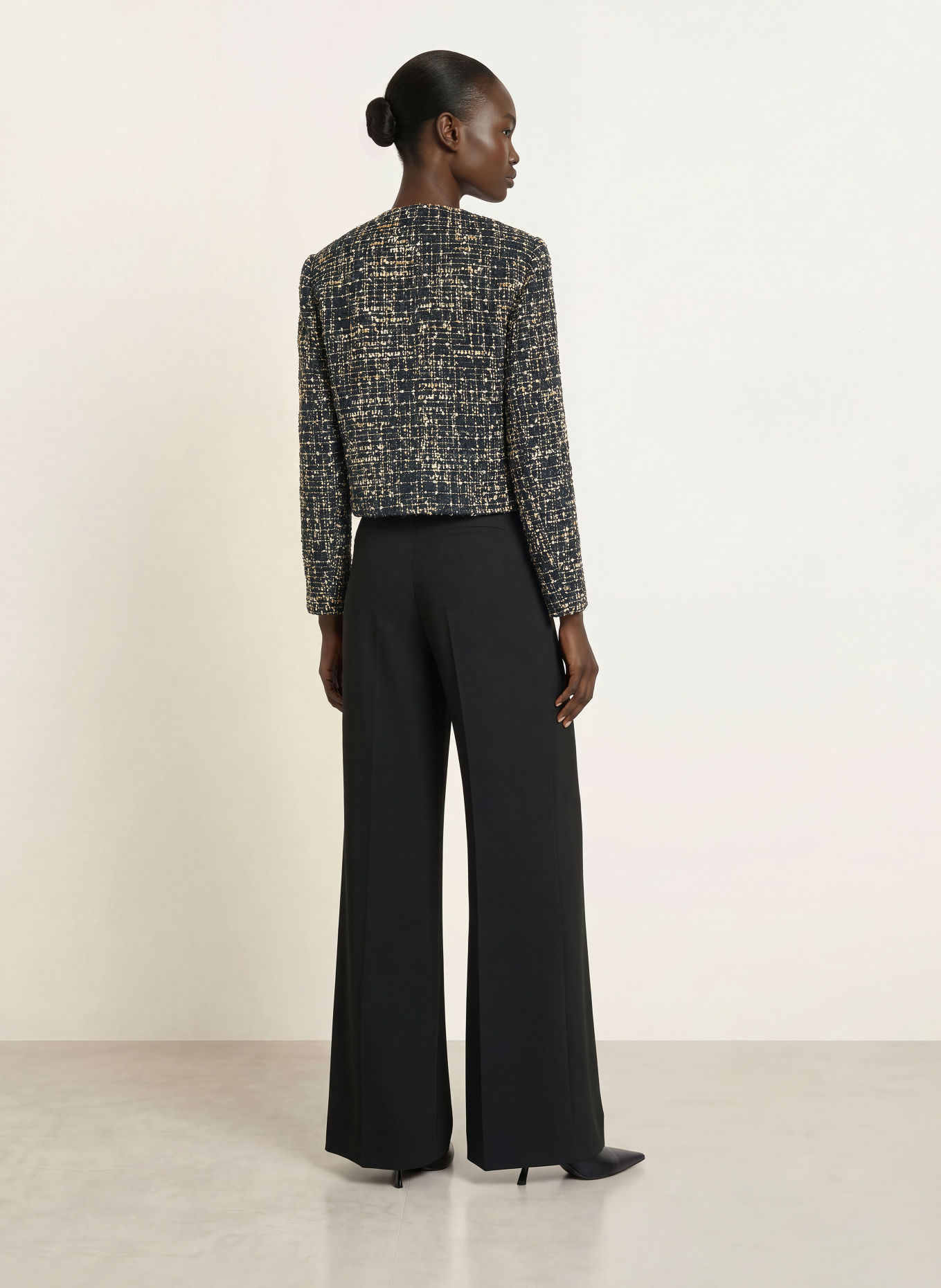 TED BAKER UMMI Bouclé Jacket: BLACK / BEIGE / ECRU