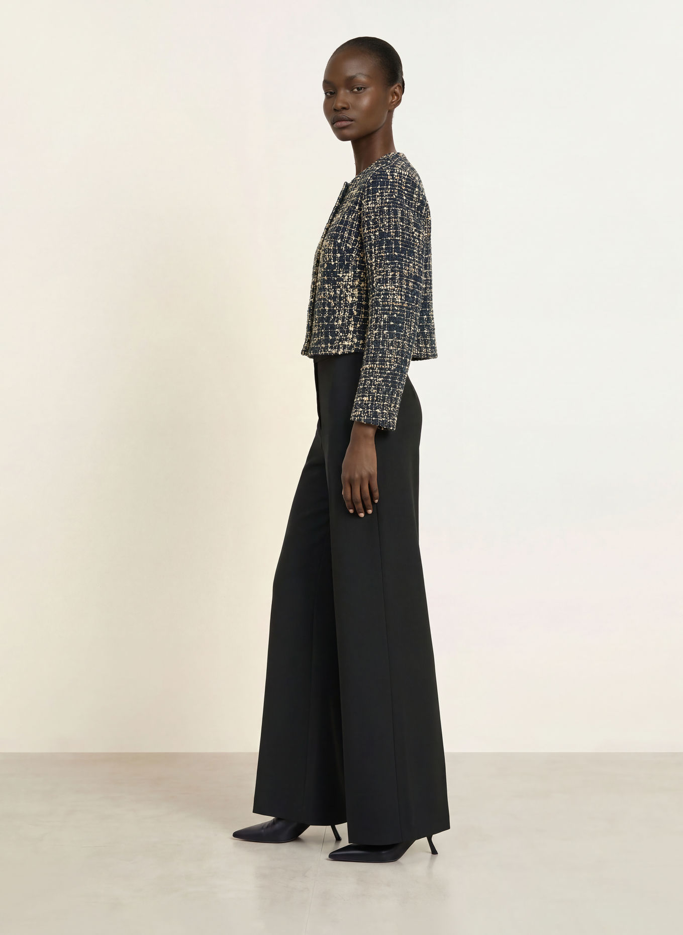 TED BAKER UMMI Bouclé Jacket: BLACK / BEIGE / ECRU