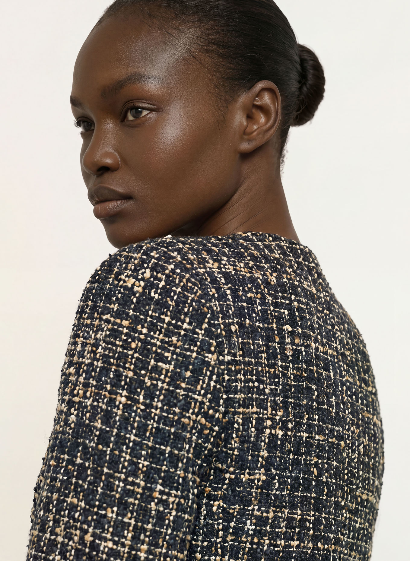 TED BAKER UMMI Bouclé Jacket: BLACK / BEIGE / ECRU