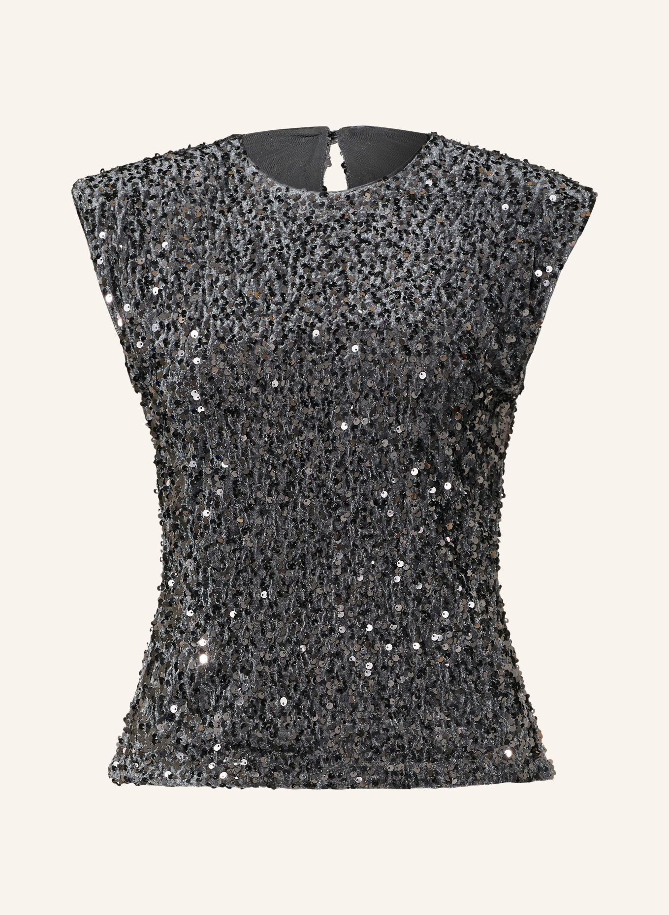 TED BAKER Mesh-Top VIELIE mit Pailletten: DUNKELGRAU